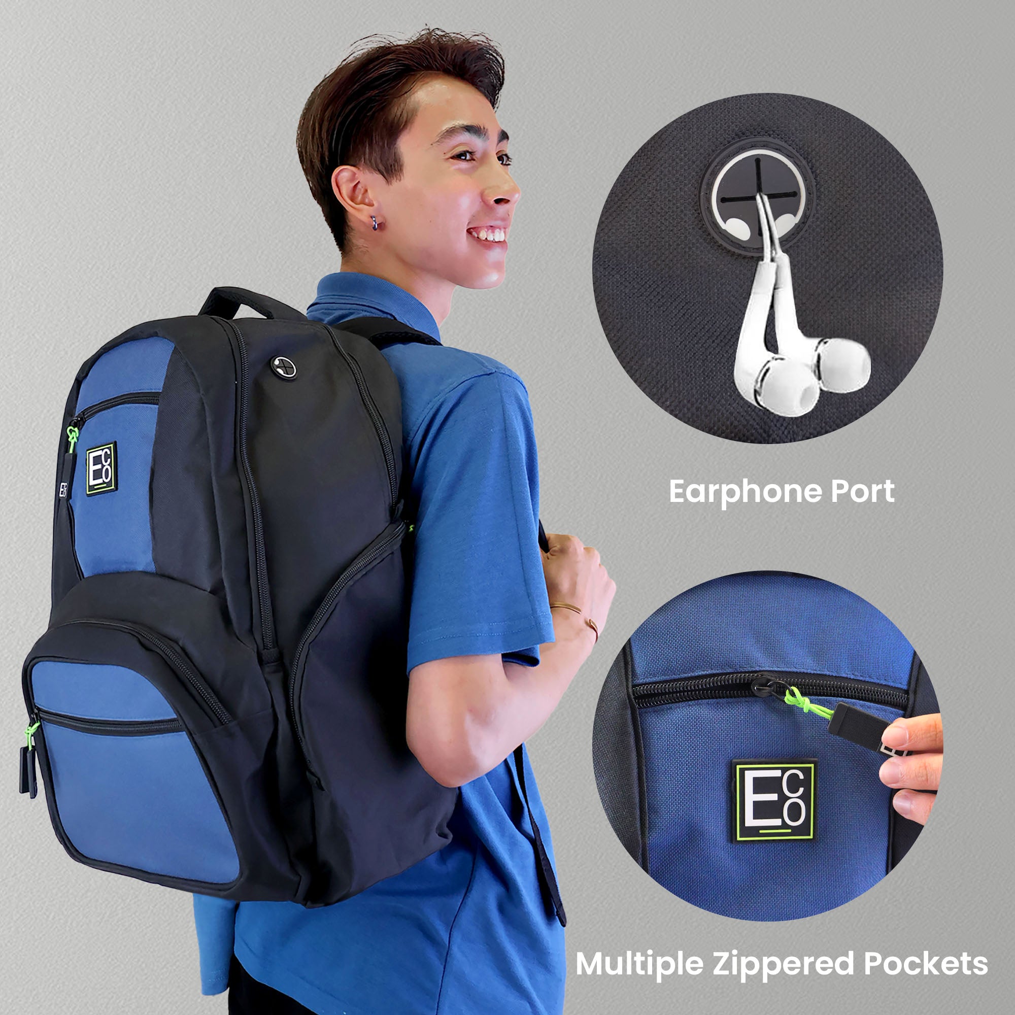 Laptop-Rucksack für Studenten – Marineblaues Design