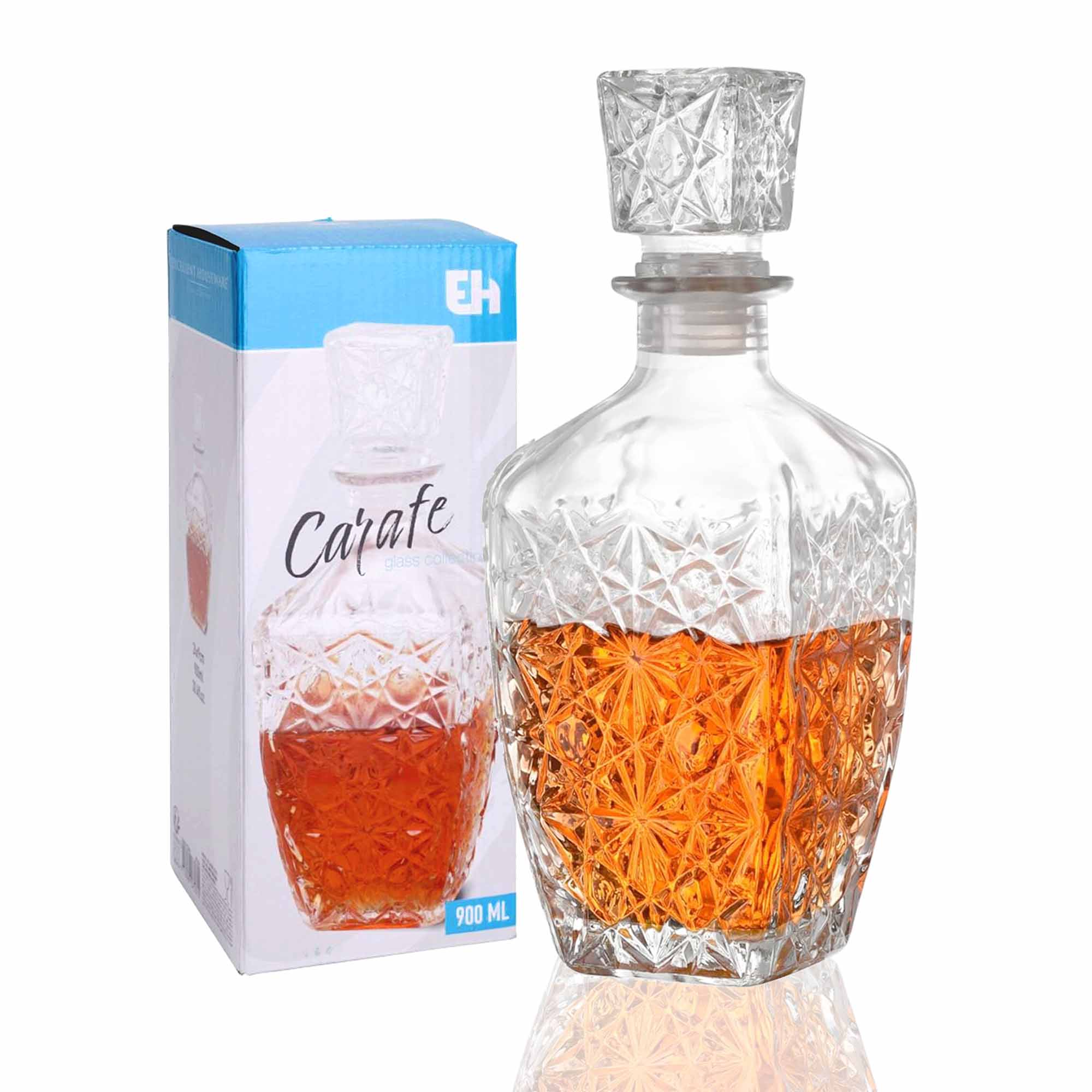 Decantador de whisky con tapa hermética - 900 ml - Corte diamante