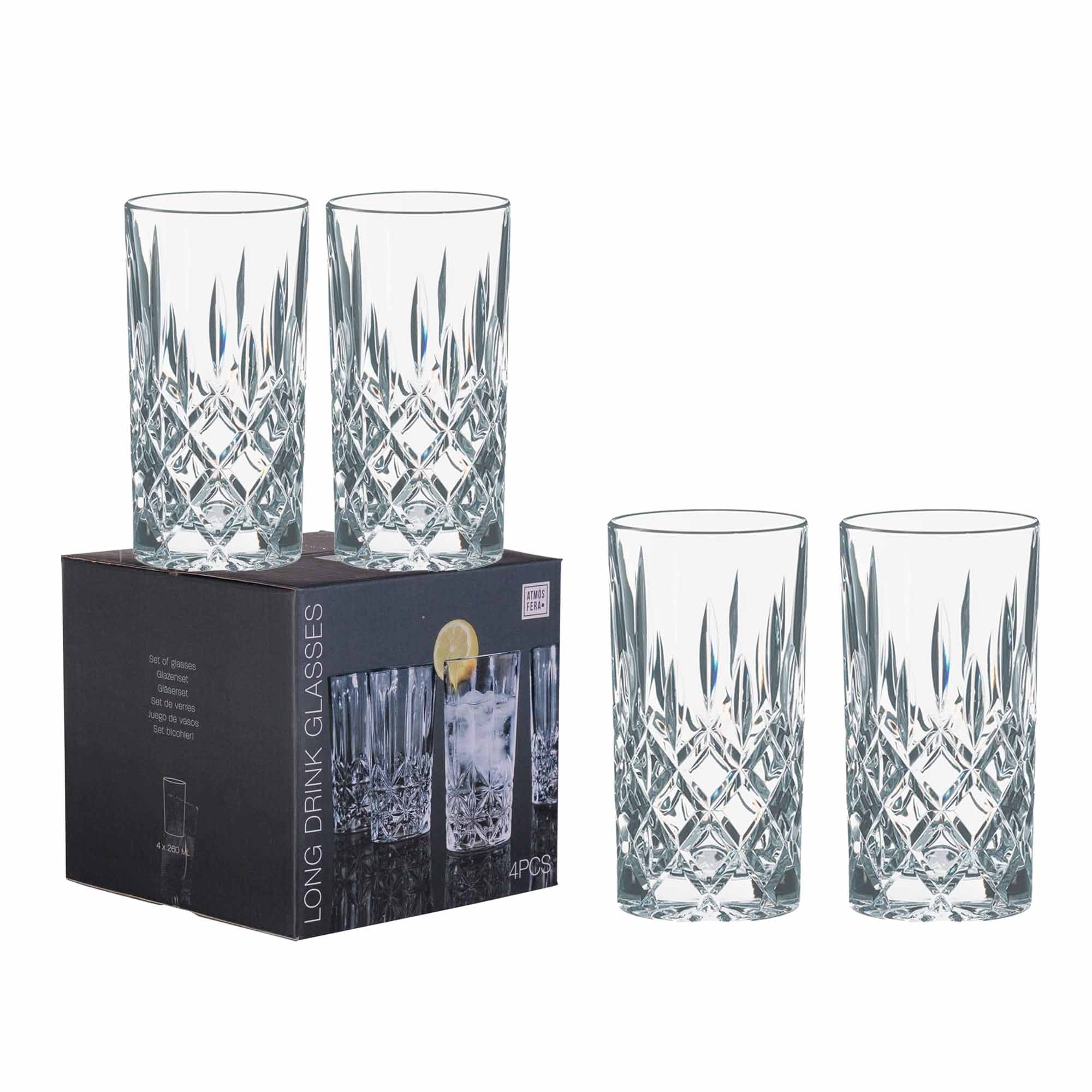 Drinking Glasses Diamond Cut - Set of 4 - 260ml