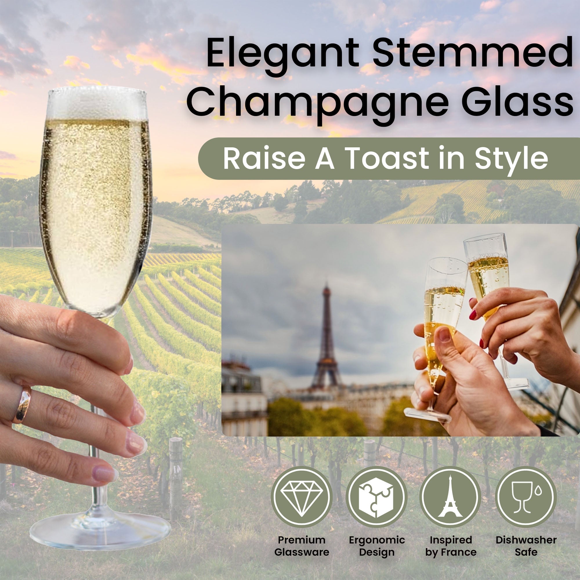 Champagne Glasses Set of 4 - 180ml - Vinissimo Design