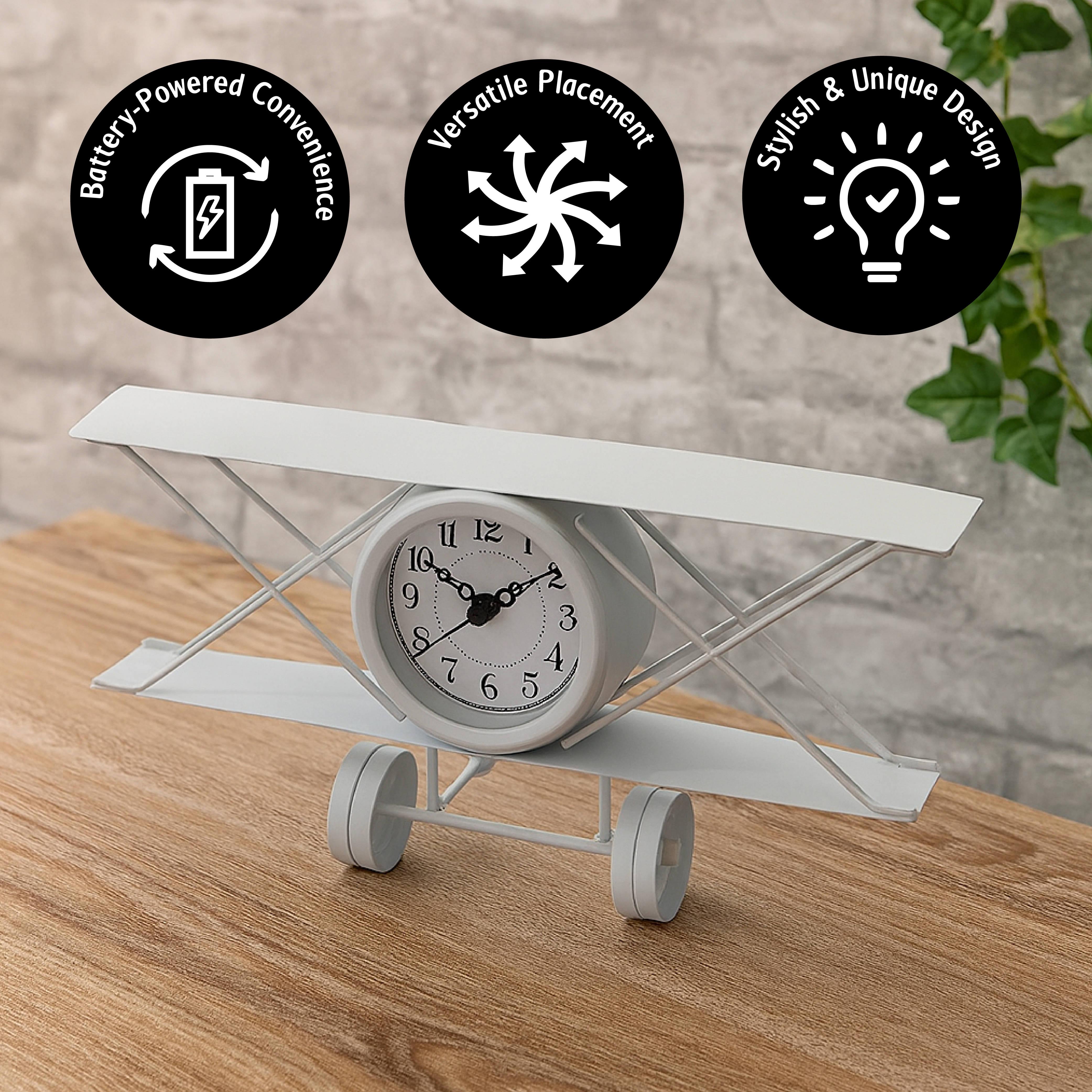 Table Clock - Metal Airplane Shape