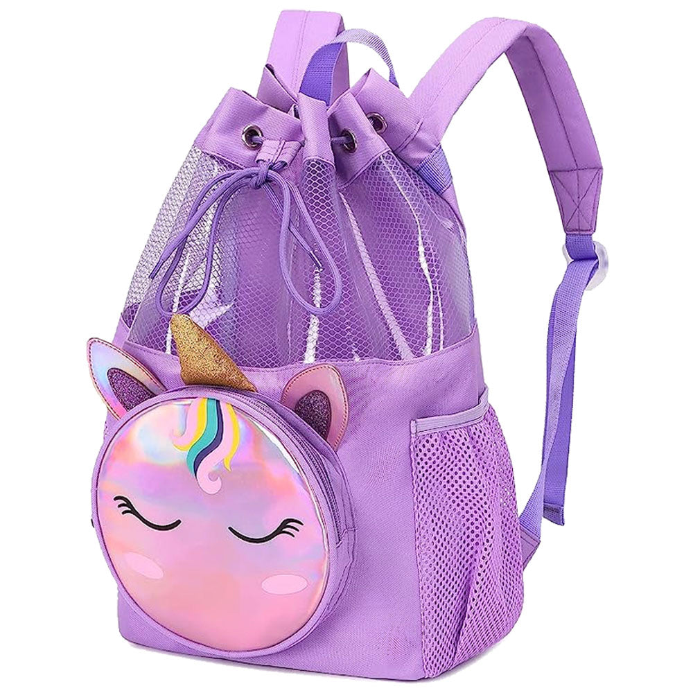 Kids Purple Unicorn Drawstring Backpack with Detachable front Pocket (Coming Soon)