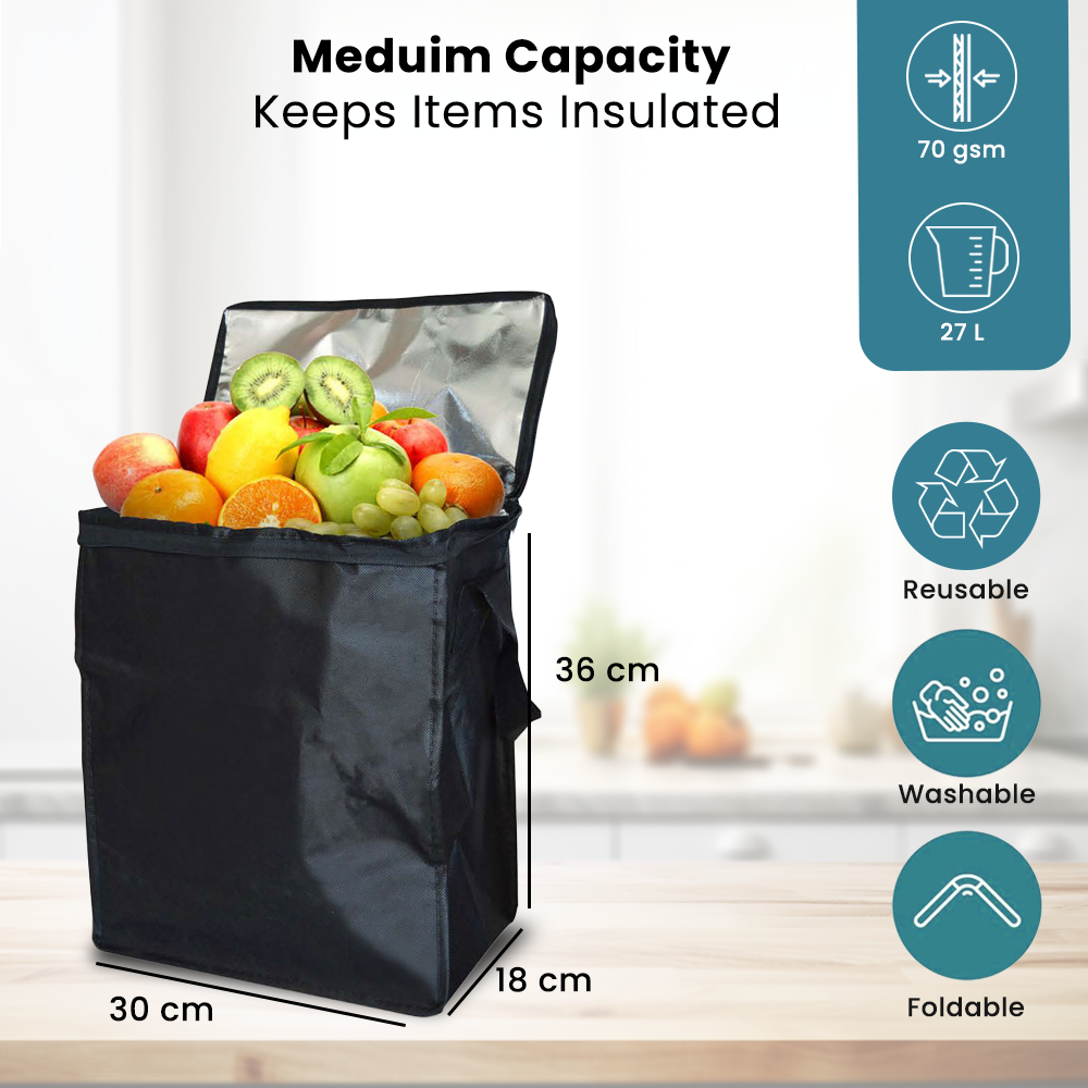 Bolsa térmica reutilizable no tejida con aislamiento | 80GSM, 19L