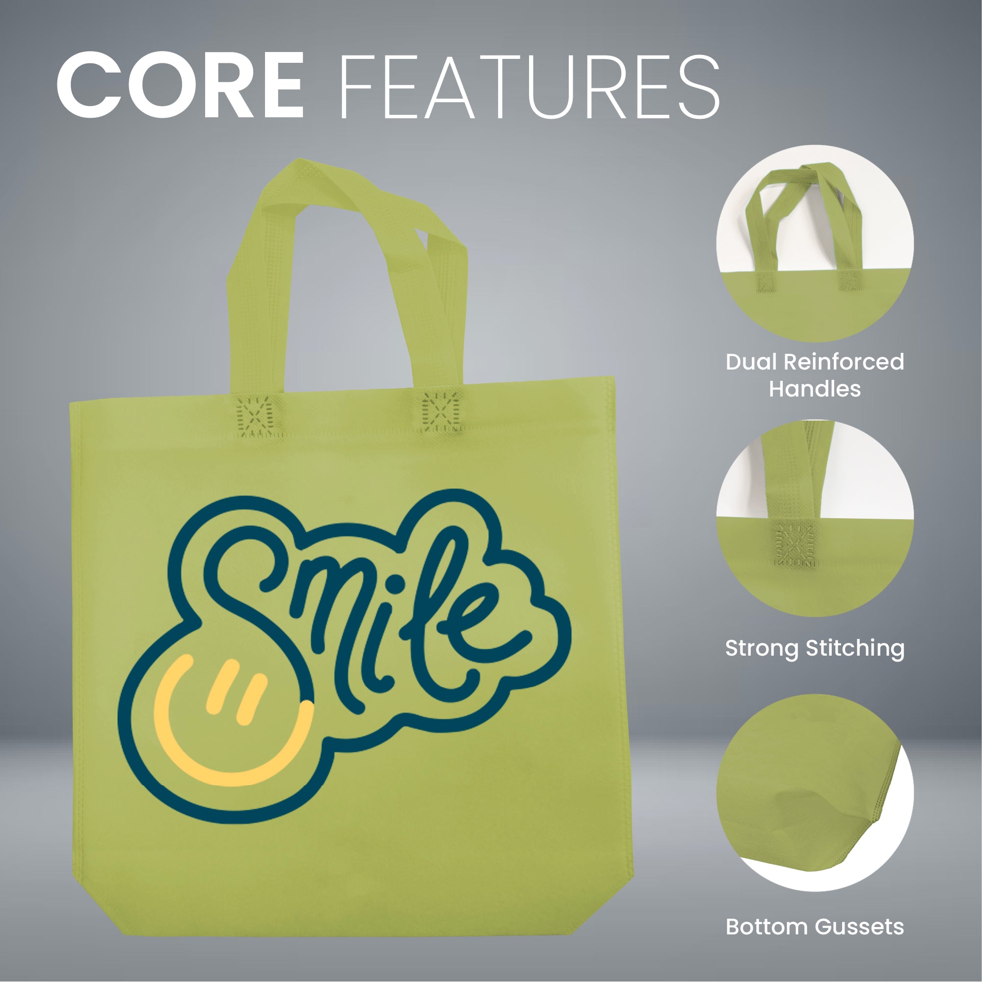 Kids Green Reusable Non-Woven Shopping Bag | 120GSM, 15L