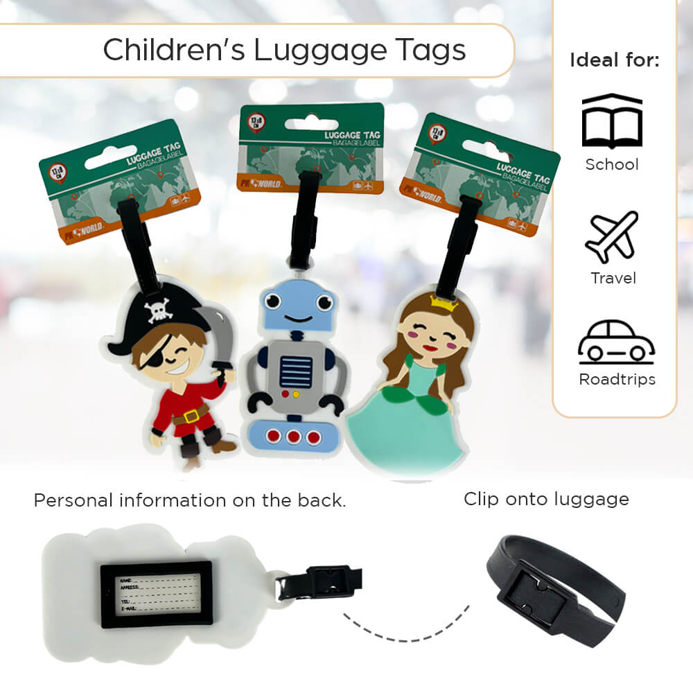 Almohada para el cuello de viaje para niños y etiqueta para equipaje