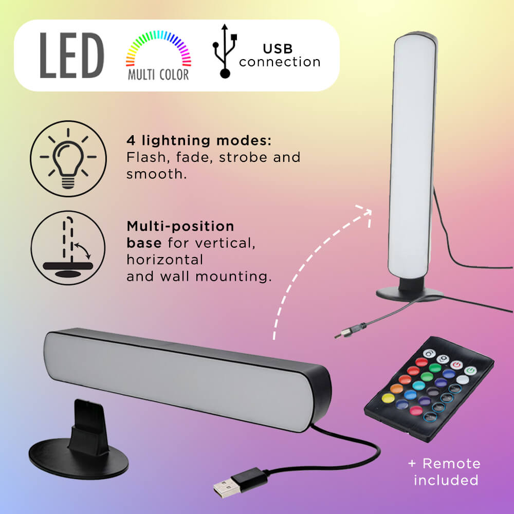 LED-Lampe Atmosphere RGBW auf Ständer mit USB-Kabel und Fernbedienung