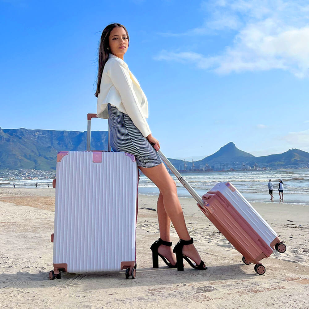 Luggage Suitcases with Telescopic Handle - 2 Pieces - Berlin Design - TSA Lock, Aluminium Telescopic Handle - RPET Lining - Capetown Luggage Suitcases