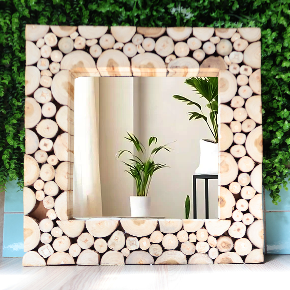 Natural Teak Mirror - Square