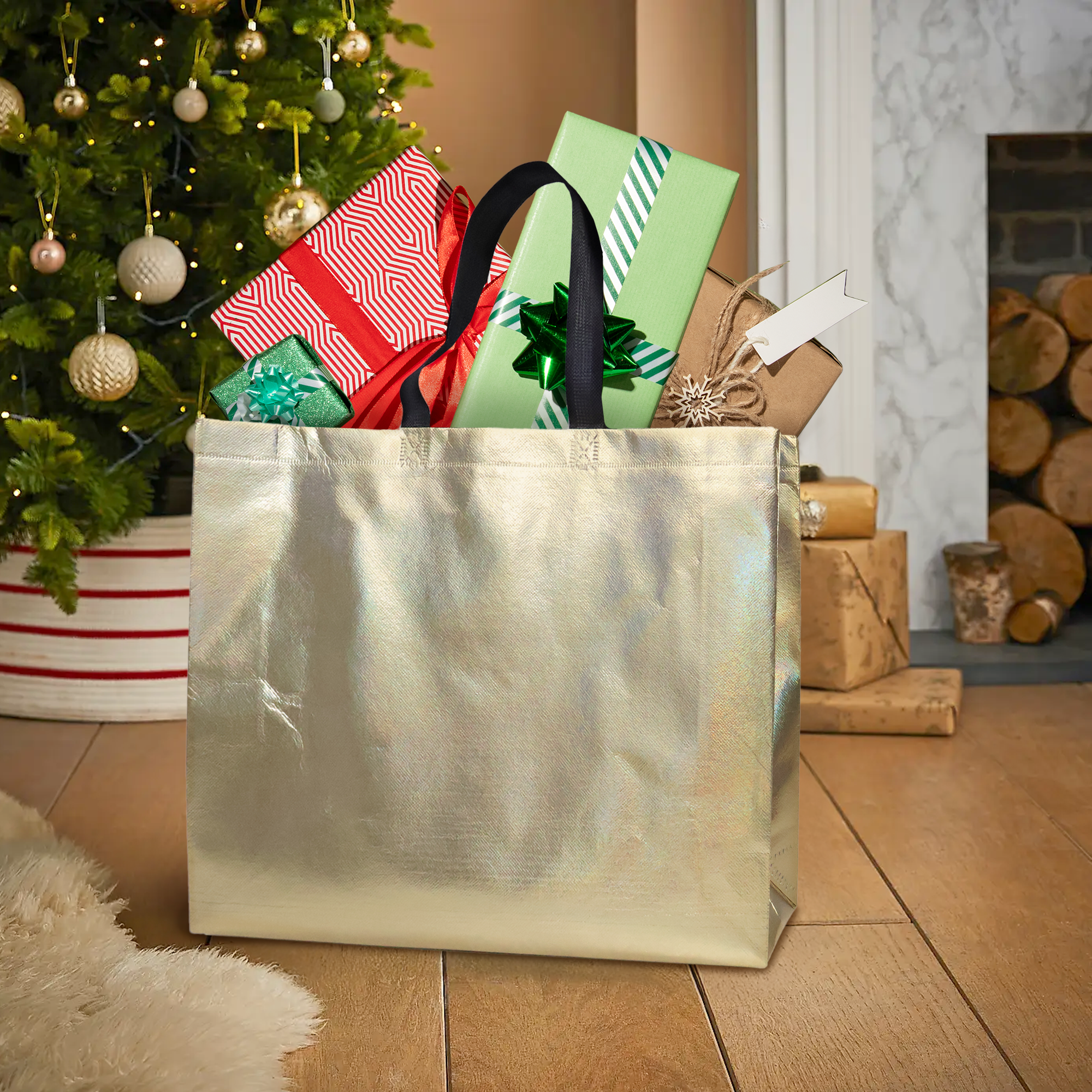 Reusable Laminated Metallic Gift Bag | 70GSM, 17L