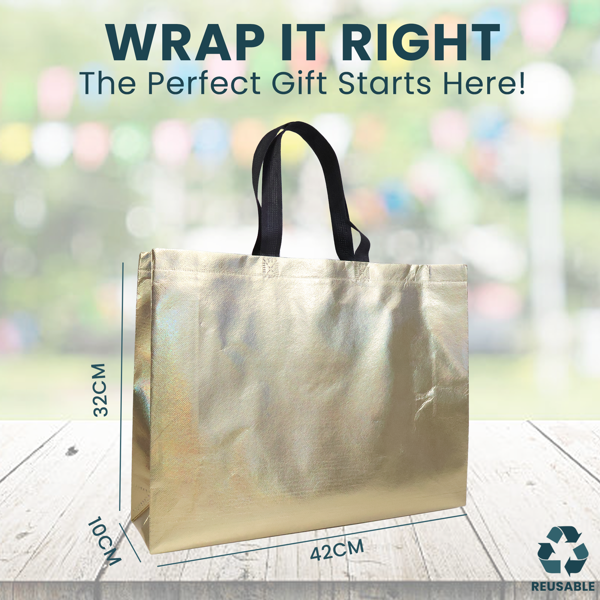 Reusable Laminated Metallic Gift Bag | 70GSM, 17L