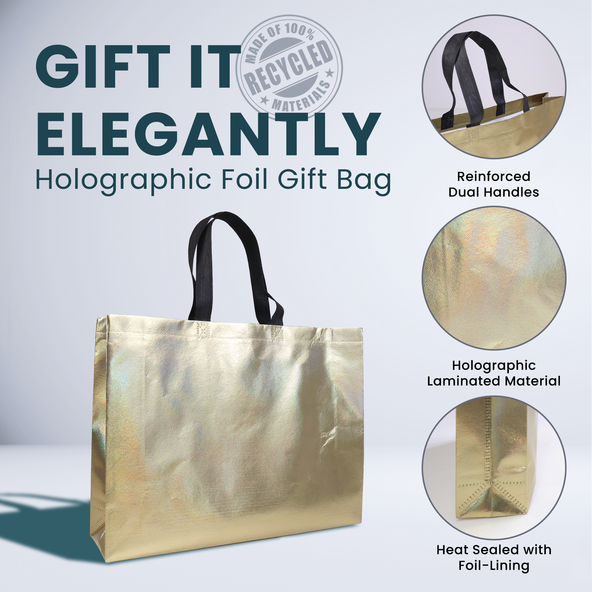 Reusable Laminated Metallic Gift Bag | 70GSM, 17L