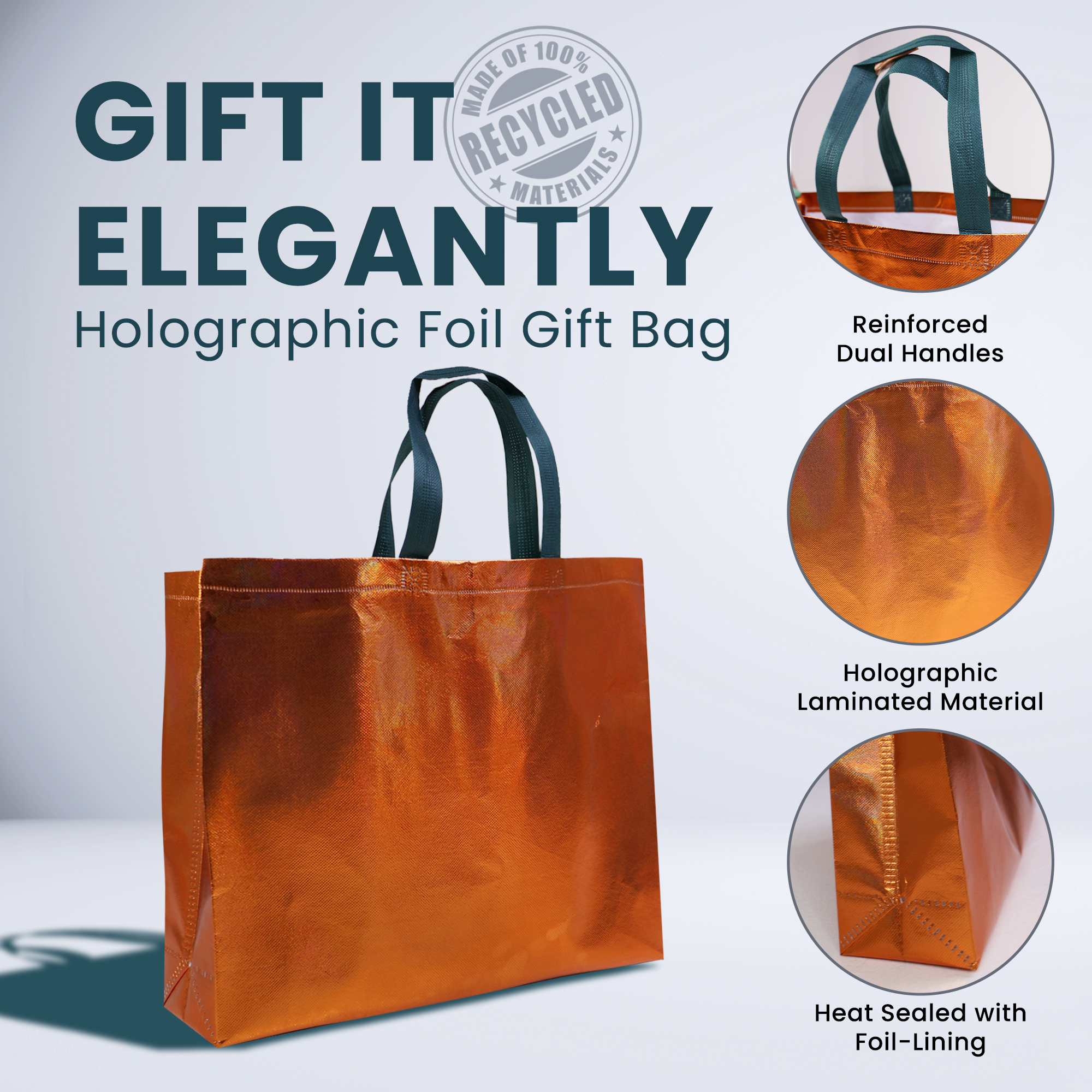 Reusable Laminated Metallic Gift Bag | 70GSM, 17L