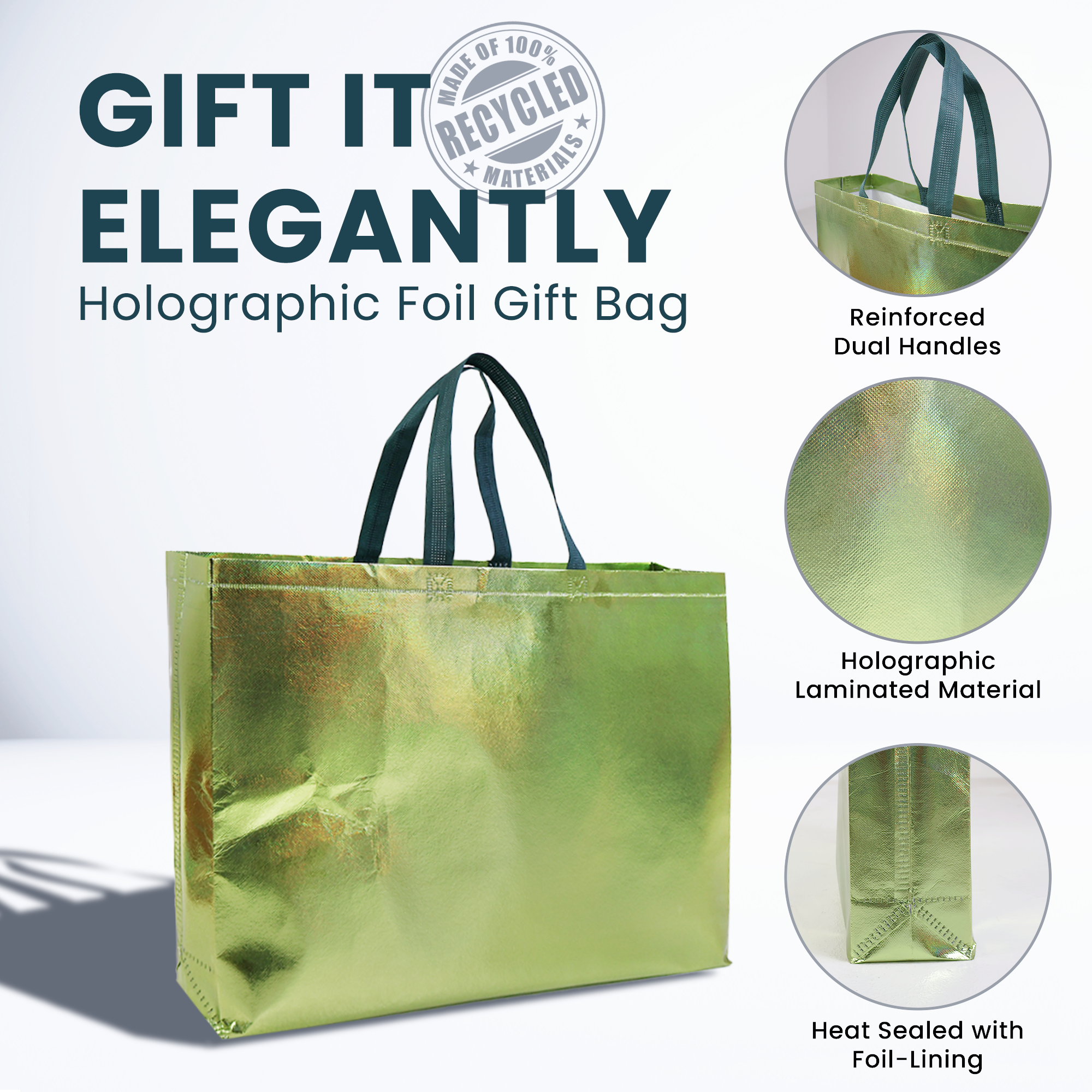 Reusable Laminated Metalic Gift Bag | 70GSM, 17L