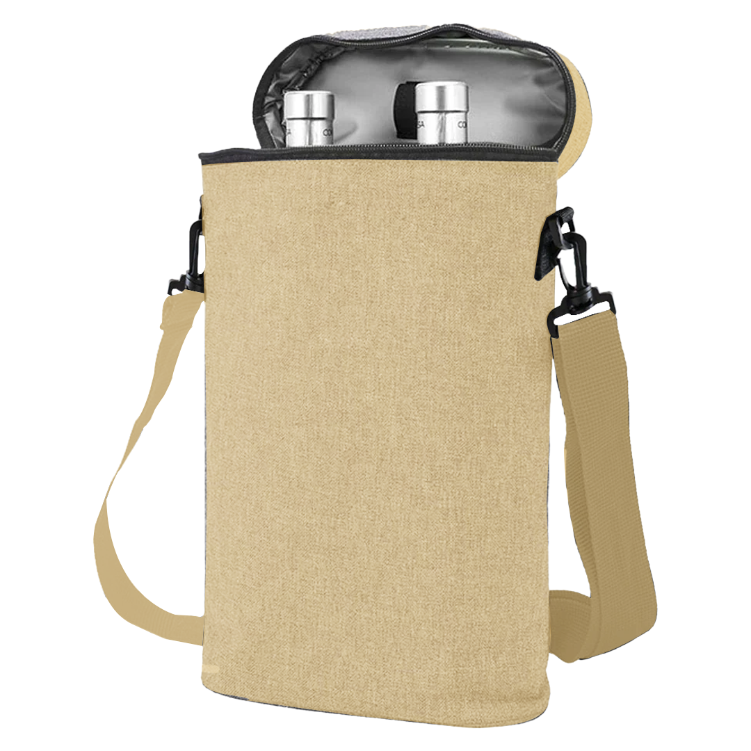 Sand Adjustable Insulated Dual Wine Cooler Carrier | 1.5L, 300D