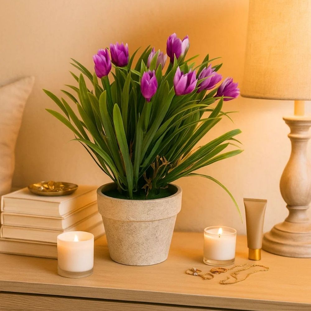 Artificial Plant Tulips in Paper Pot – 10x27cm (4 Assorted Colours)