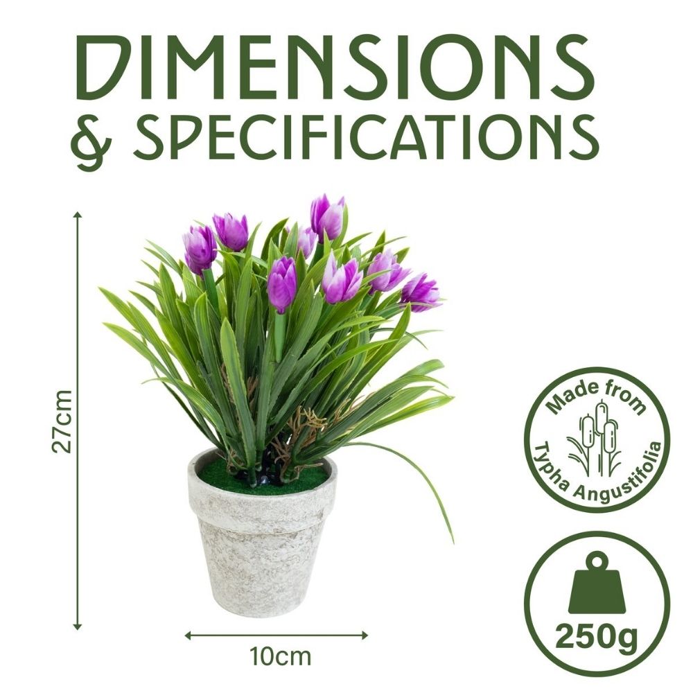 Artificial Plant Tulips in Paper Pot – 10x27cm (4 Assorted Colours)