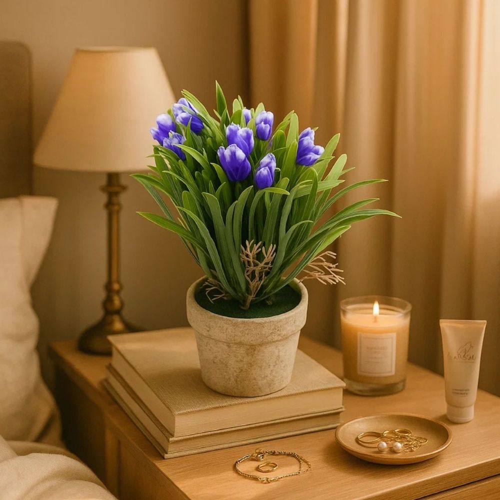 Artificial Plant Tulips in Paper Pot – 10x27cm (4 Assorted Colours)