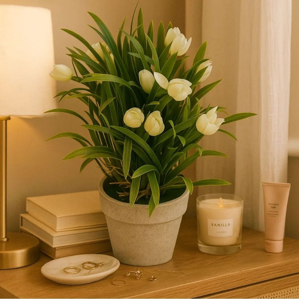 Artificial Plant Tulips in Paper Pot – 10x27cm (4 Assorted Colours)