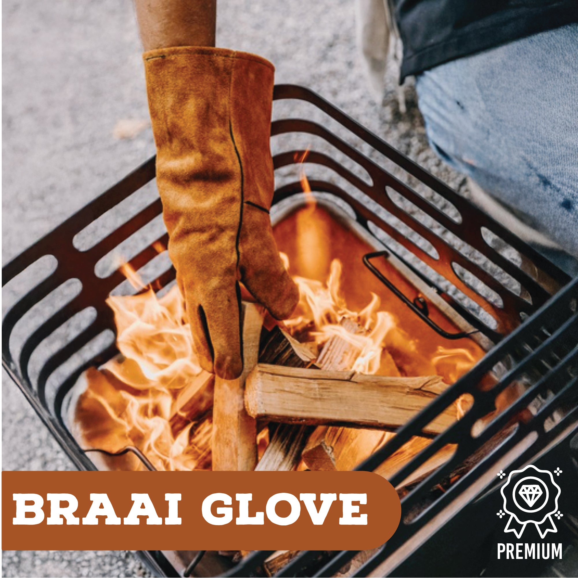 Premium Leather Braai Gloves, Heat Resistant Braai Cooking Glove (1 Pack)