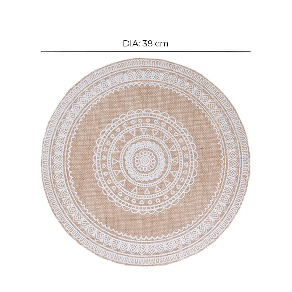Mandala Design Tischset aus Naturjute – 3er-Set
