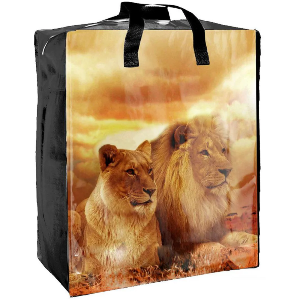 SHOP02-T - Assorted Wildlife Reusable Laminated Taxi Shopping Bag with Zipper | 120GSM, 56L