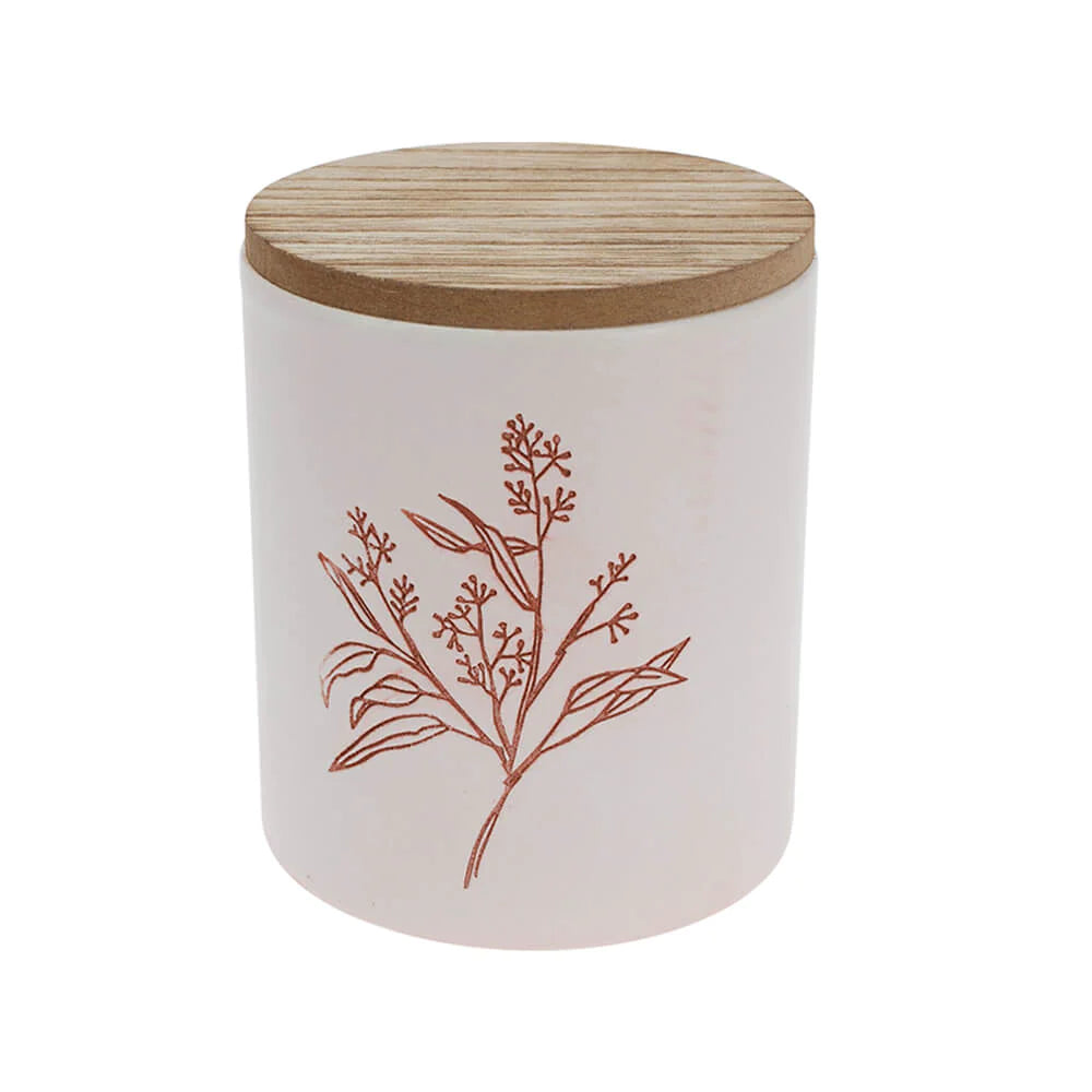 Scented Candle in Ceramic Pot with Wooden Lid