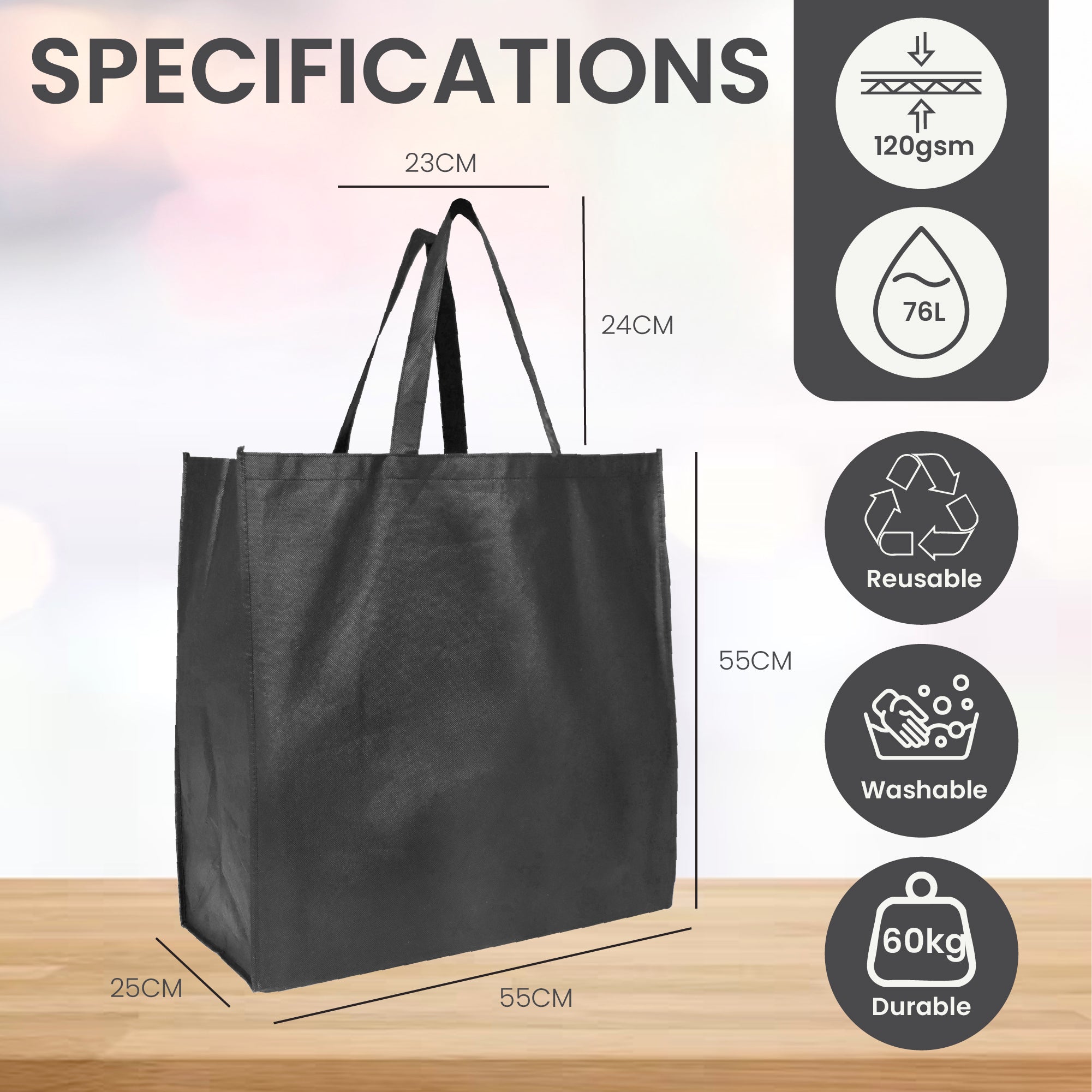 XXL Reusable Non-Woven Shopping Bag | 70GSM, 76L