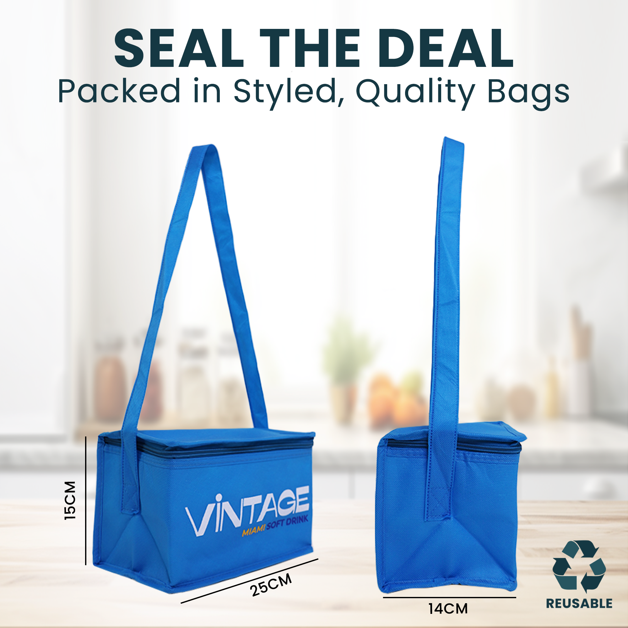 Reusable Insulated Cooleer Bag with Zipper | 70GSM, 13L