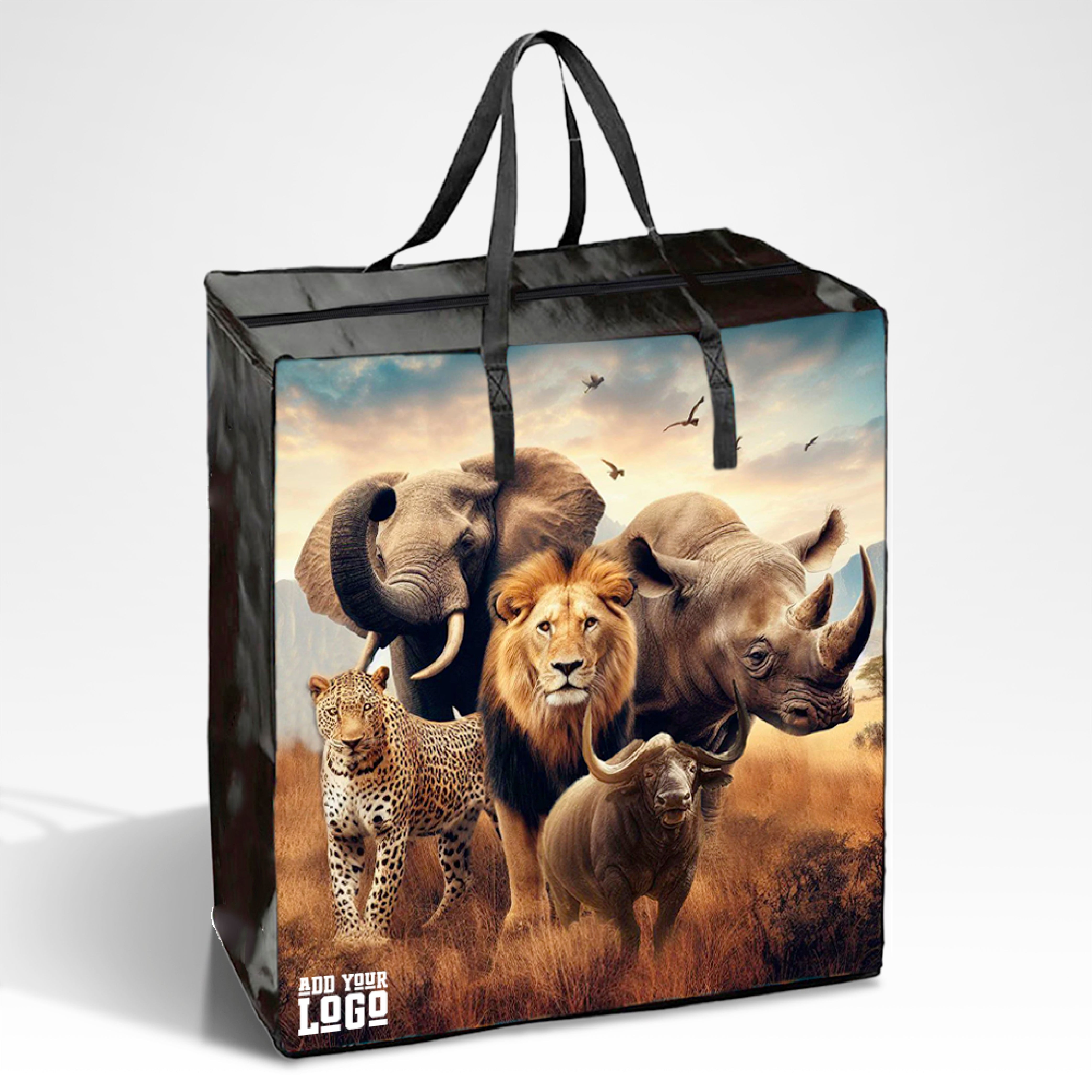 TAXI01 - Medium Assorted Design Laminated Taxi Shopping Bag with Zipper | 120GSM, 36L