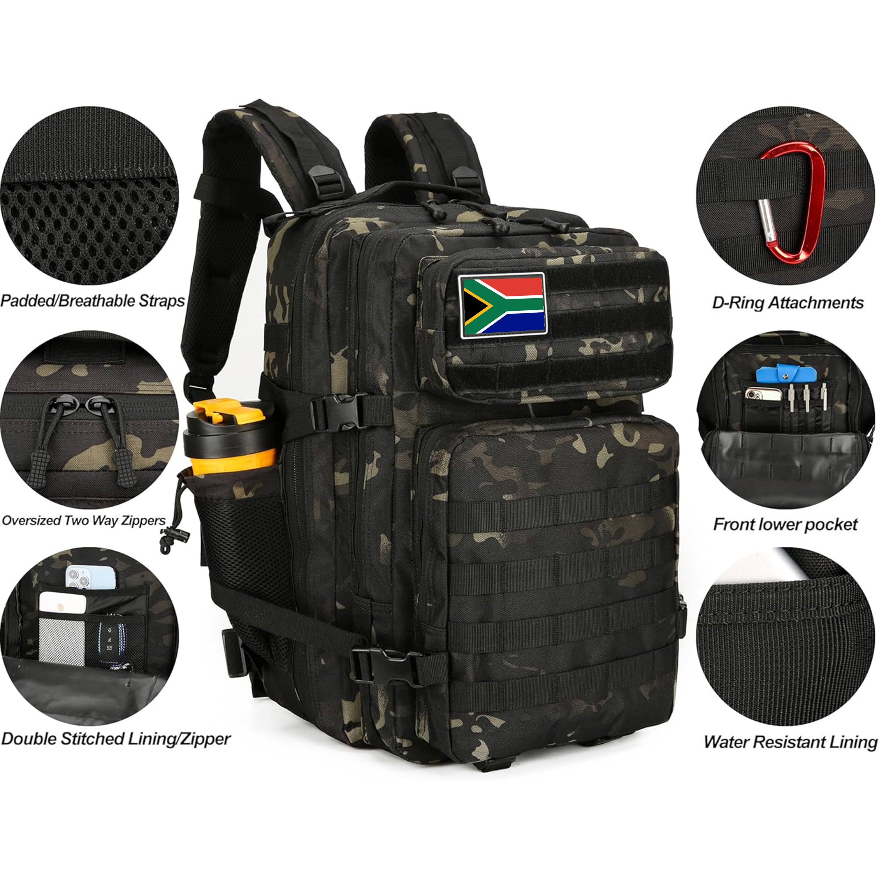 Tactical Water-Resistant Camouflage Backpack – 28L