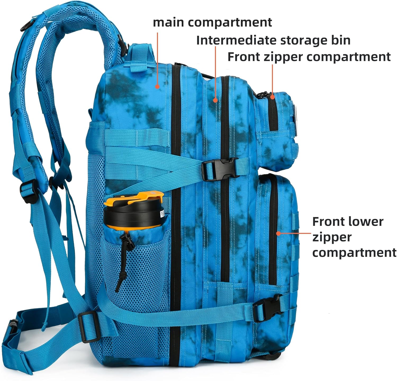 Tactical Water-Resistant Tie Die Backpack – 28L