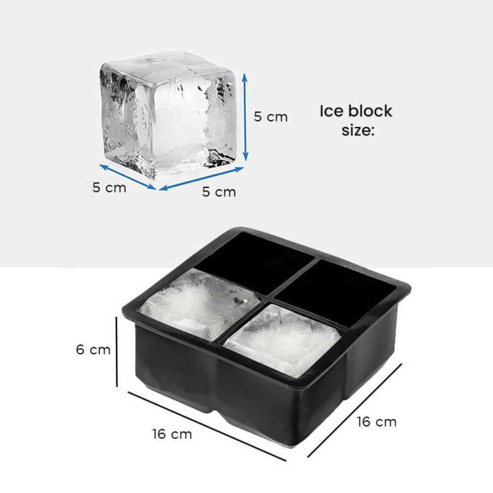 Quadratische Eiswürfelform – 4 Würfel