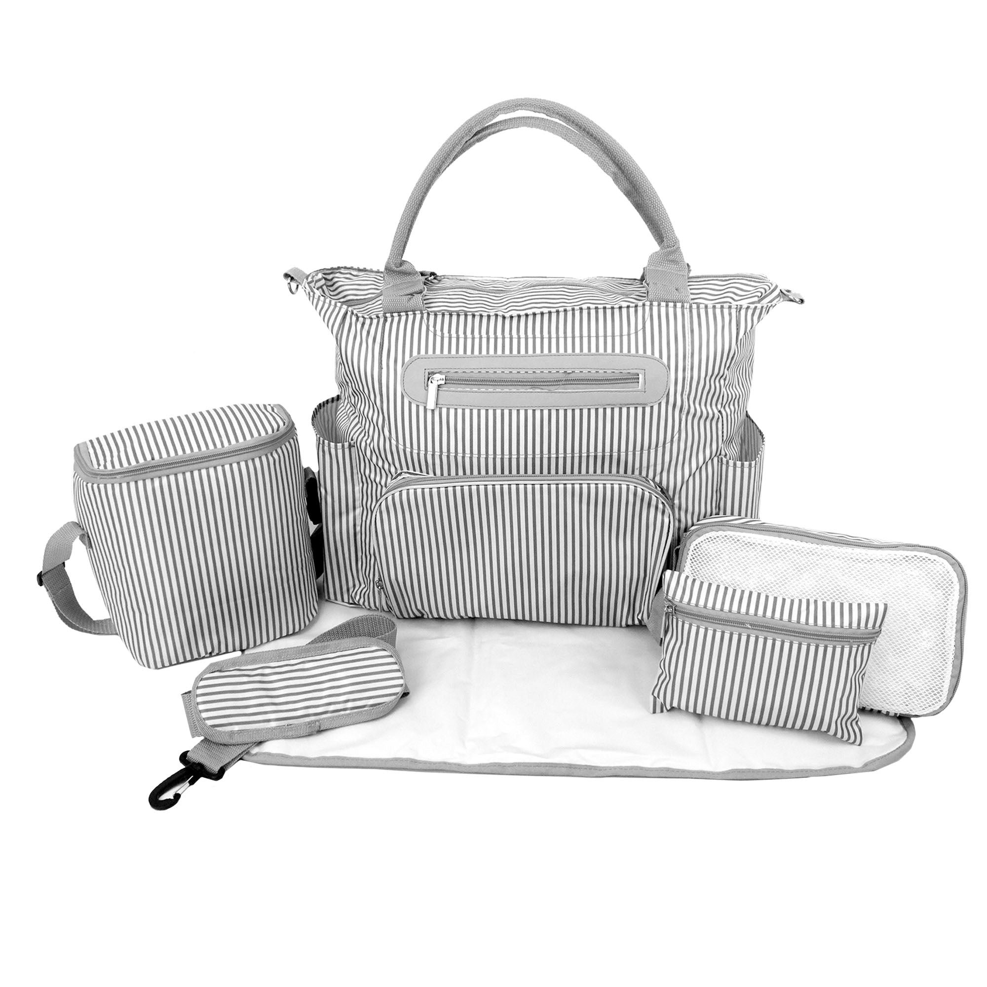 Value Set Diaper Bag - Grey stripe design