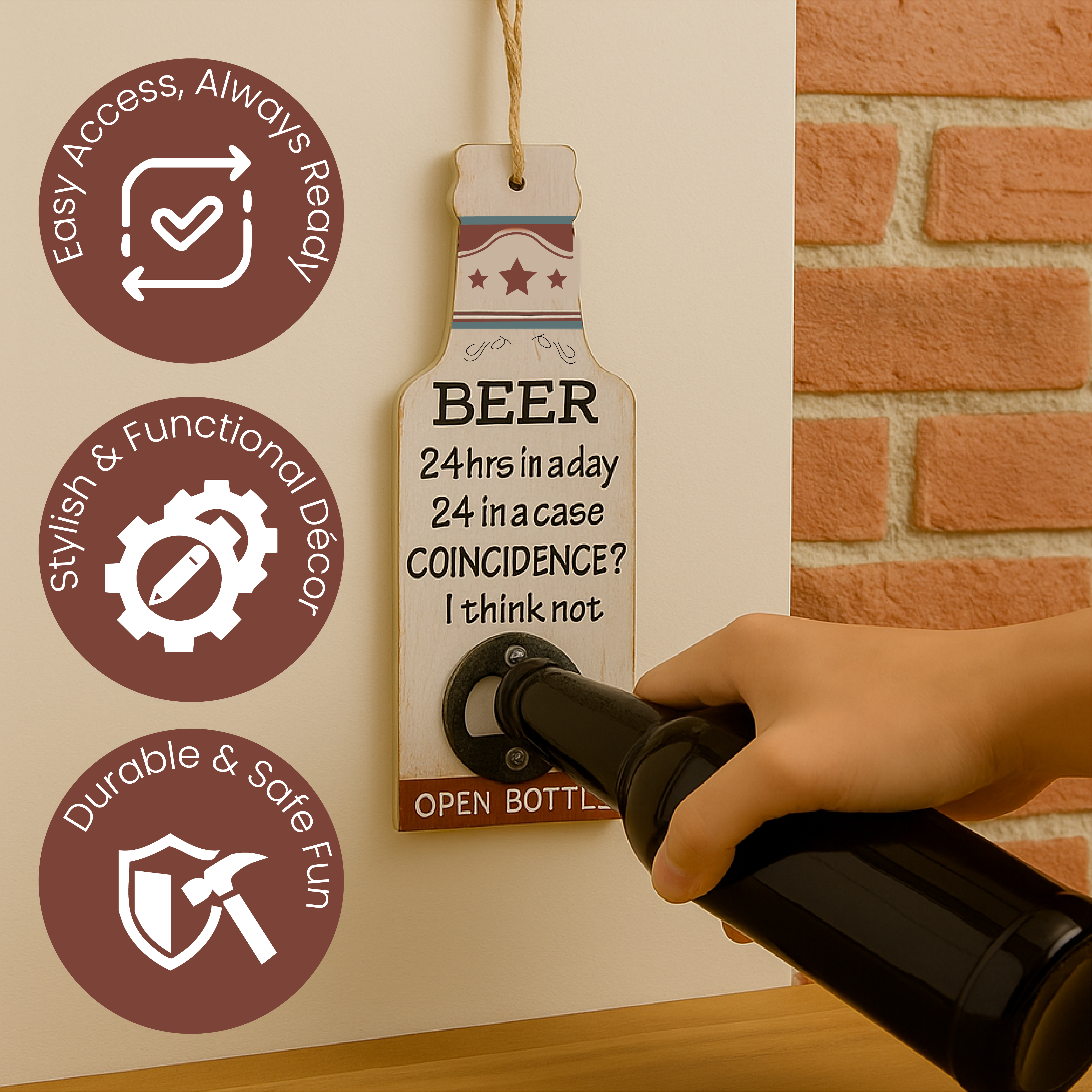 Beer Bottle Opener with String for Wall Hanging