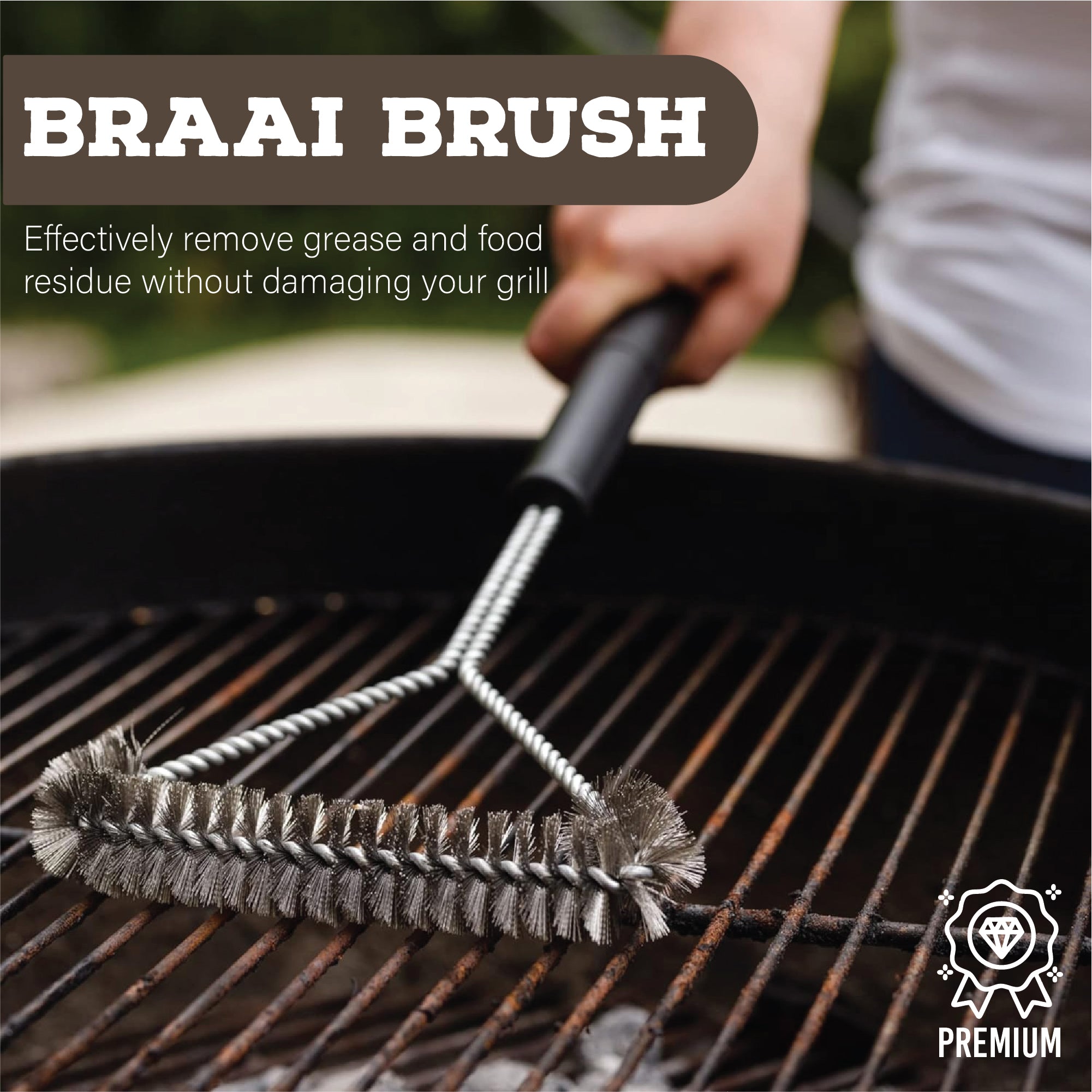 Premium Non-Stick 39cm Braai Brush for Outdoor Braai Cleaning