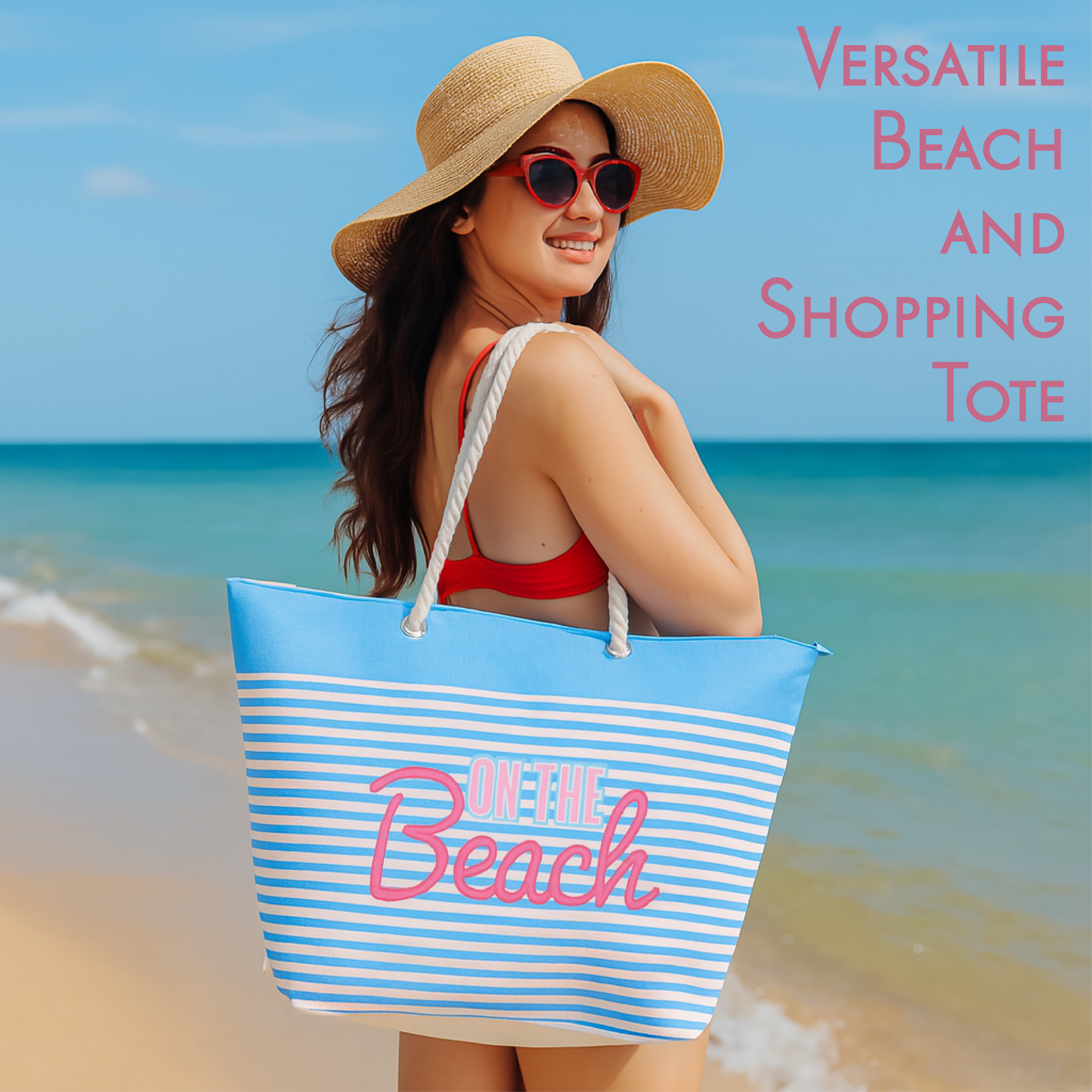 Striped Beach Bag with Rope Handles