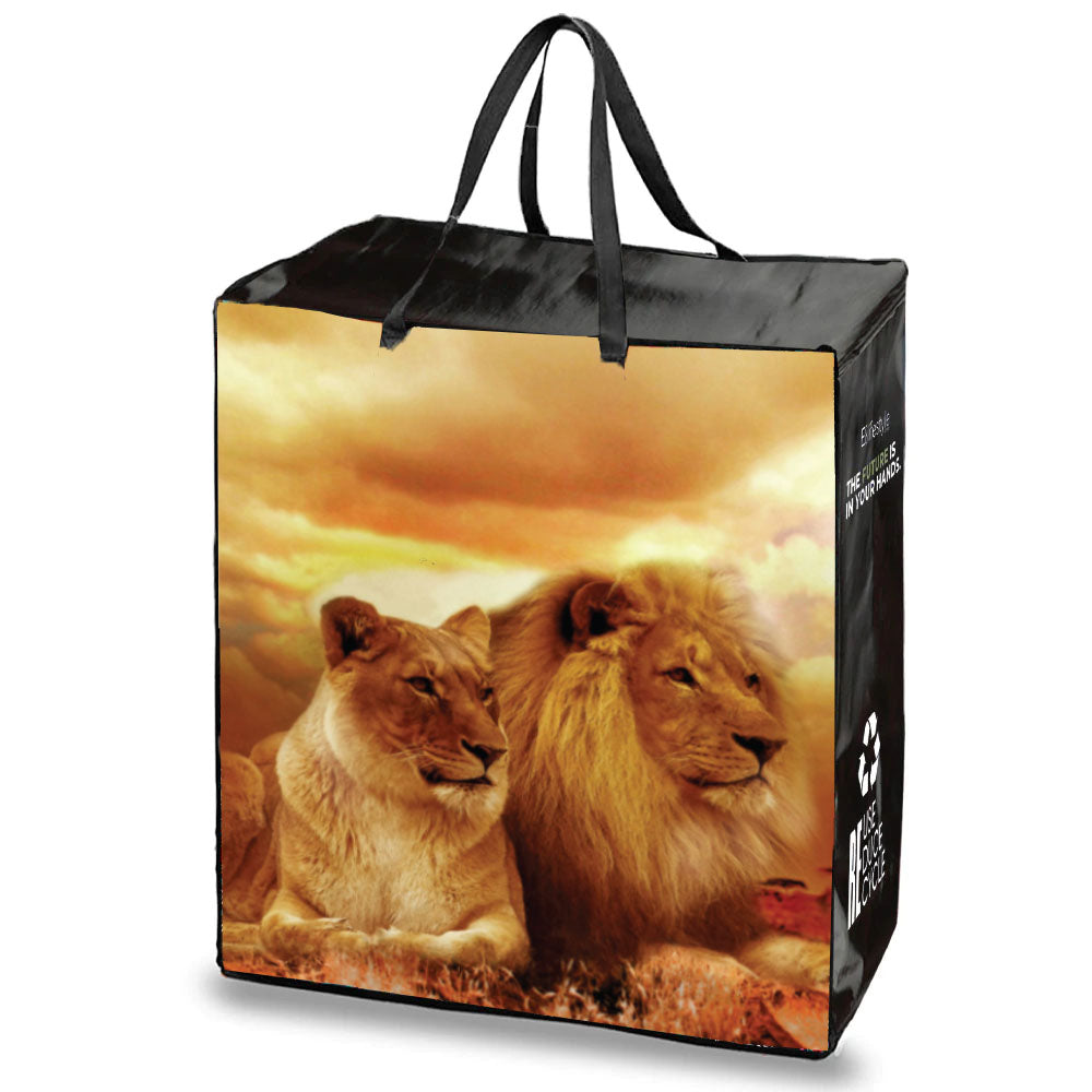 Wildlife Reusable Laminated Taxi Shopping Bag with Zipper | 120GSM, 51L