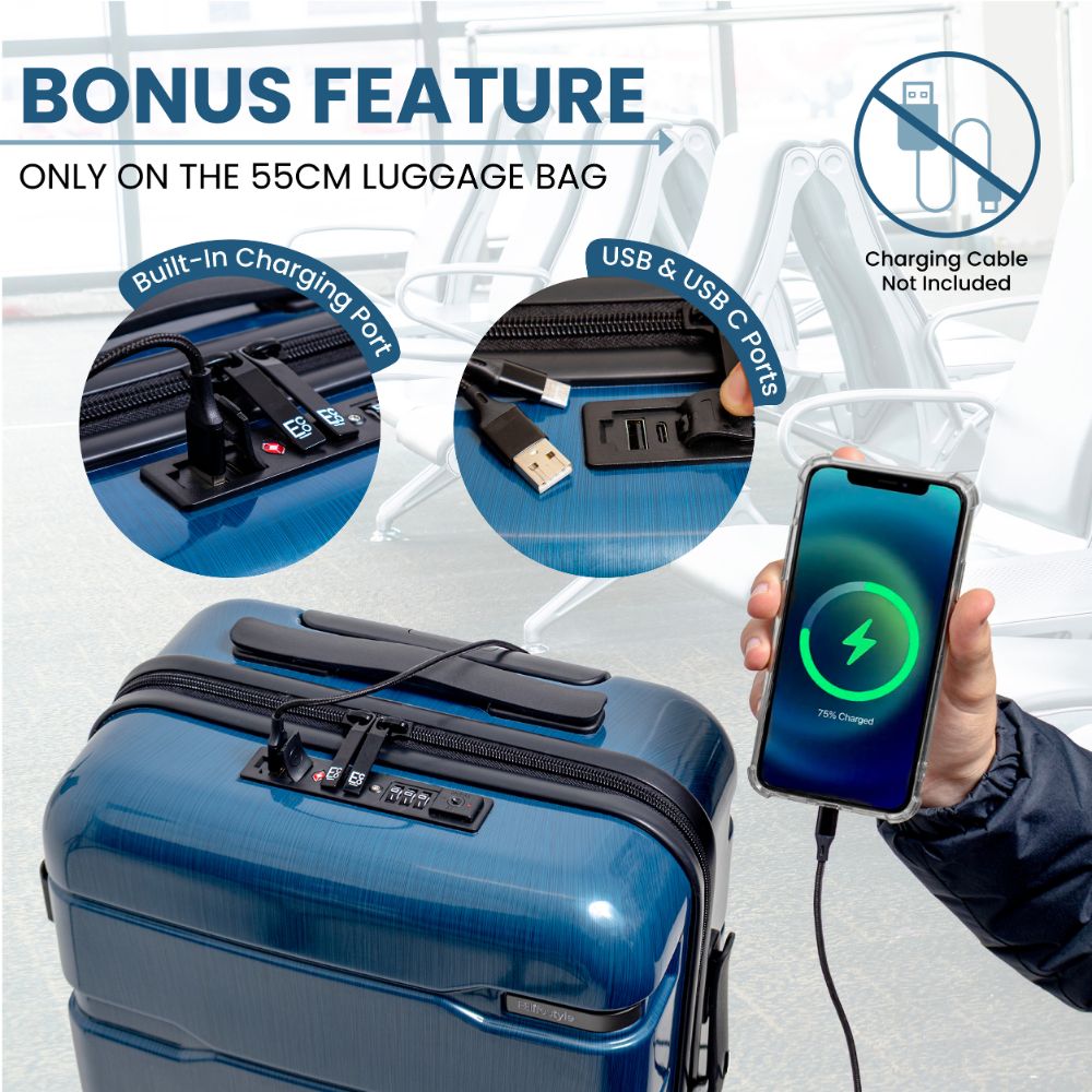 Cyprus Blue Hardshell Luggage Set - Reflective Metallic Design  - 2 Pieces
