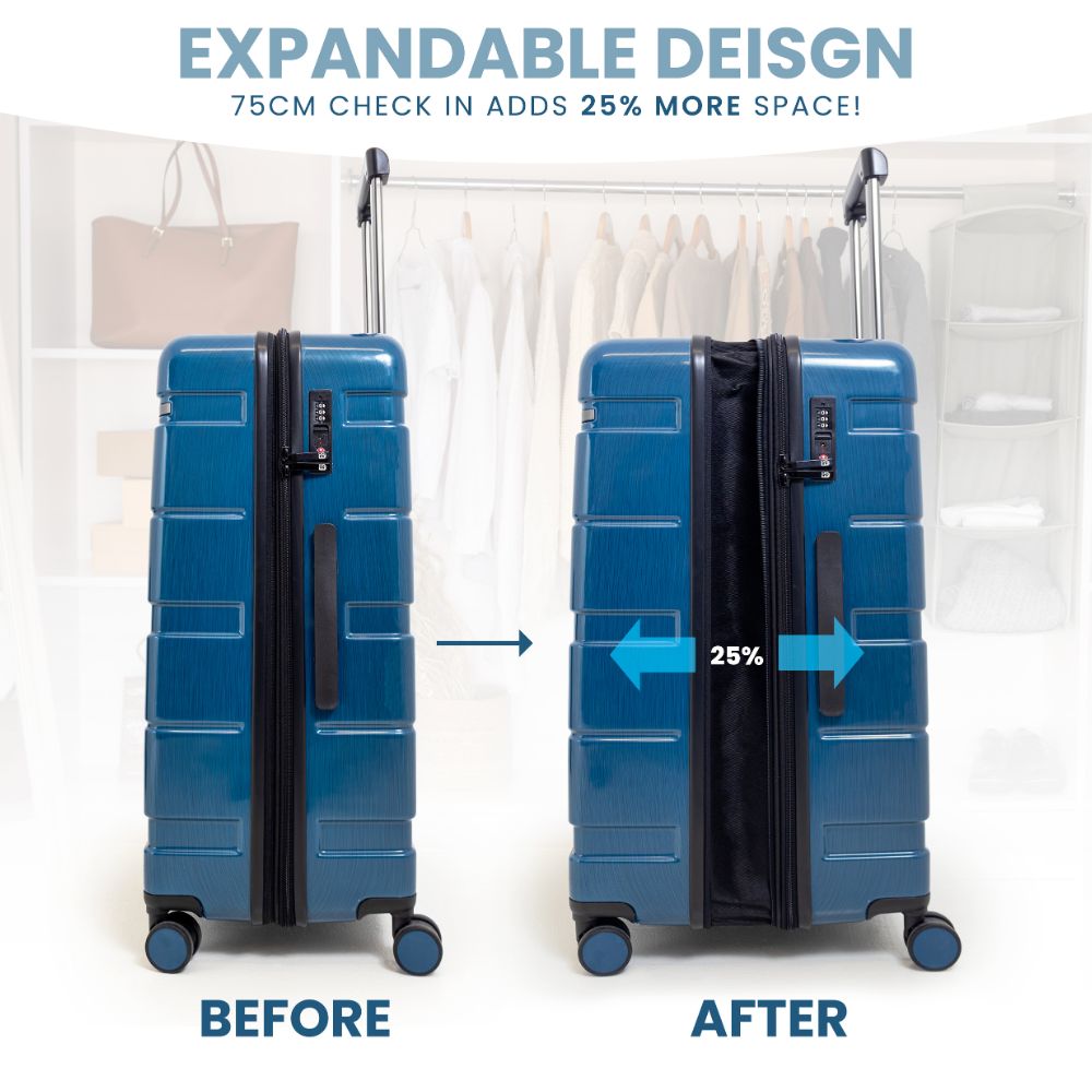 Cyprus Blue Hardshell Luggage Set - Reflective Metallic Design  - 2 Pieces