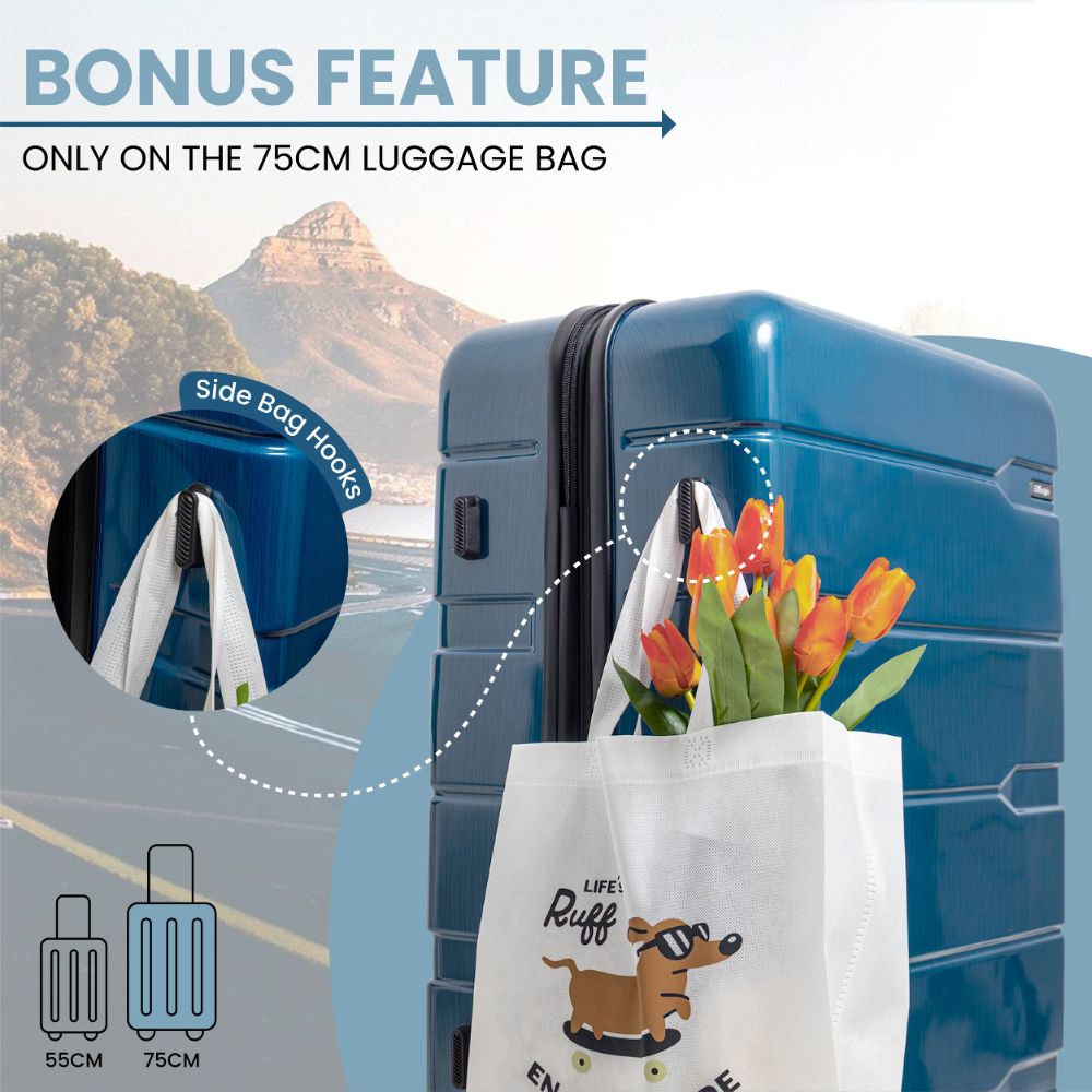 Cyprus Blue Hardshell Luggage Set - Reflective Metallic Design  - 2 Pieces