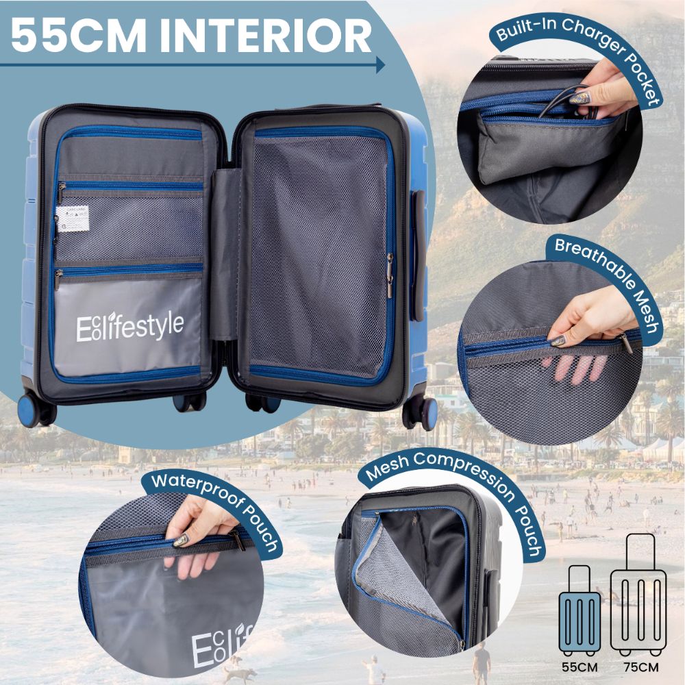 Cyprus Blue Hardshell Luggage Set - Reflective Metallic Design  - 2 Pieces