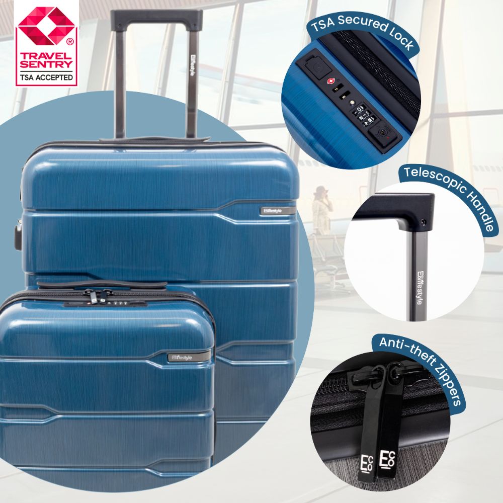 Cyprus Blue Hardshell Luggage Set - Reflective Metallic Design  - 2 Pieces