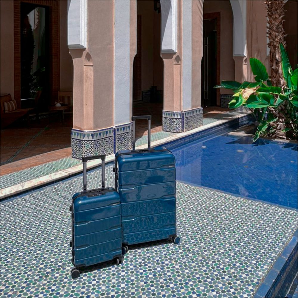 Cyprus Blue Hardshell Luggage Set - Reflective Metallic Design  - 2 Pieces