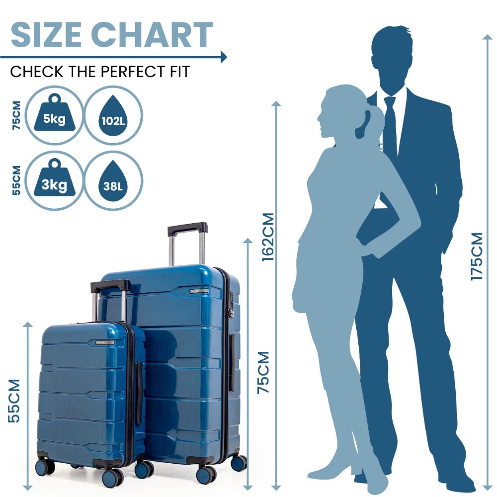 Cyprus Blue Hardshell Luggage Set - Reflective Metallic Design  - 2 Pieces