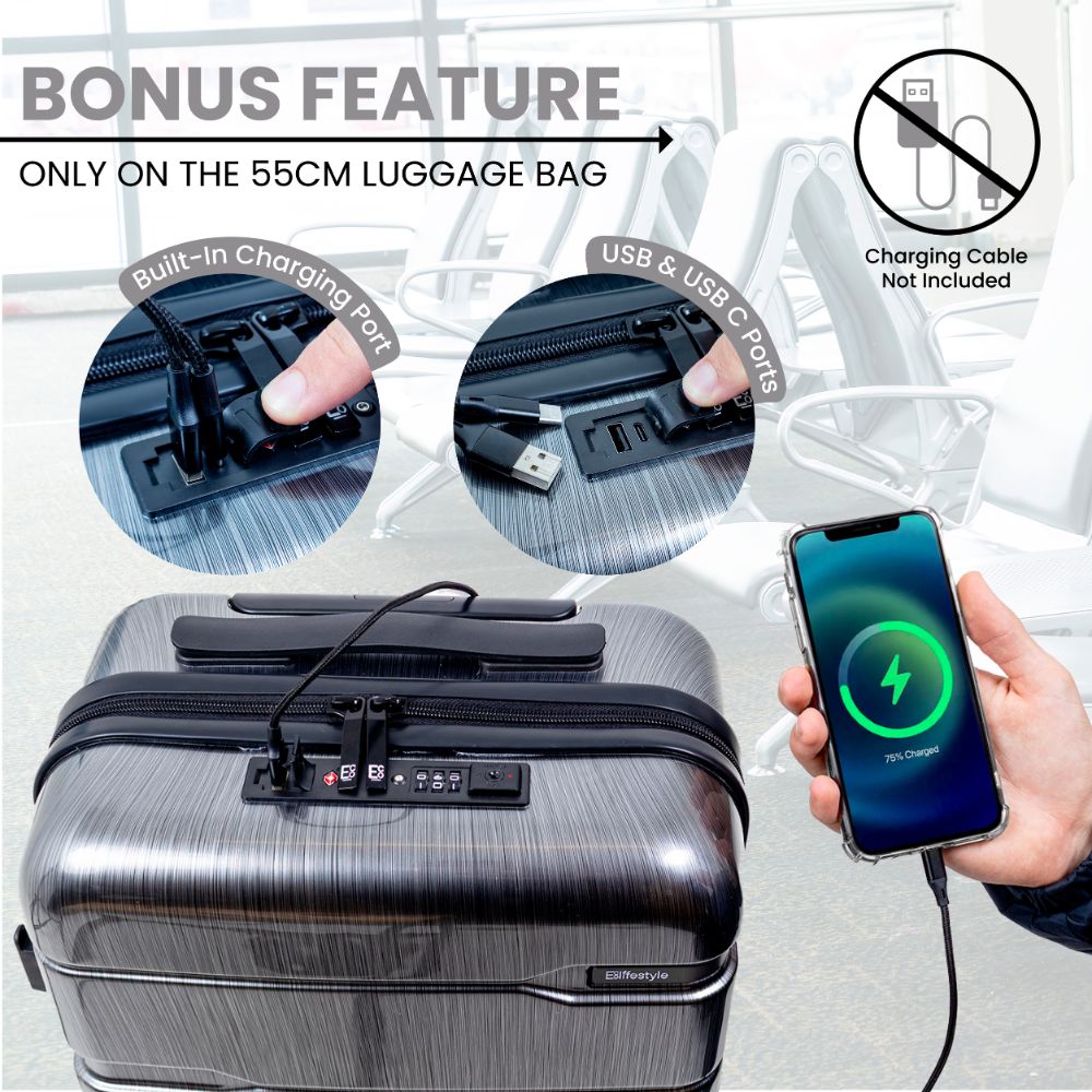 Cyprus Grey Hardshell Luggage Set - Reflective Metallic Design  - 2 Pieces