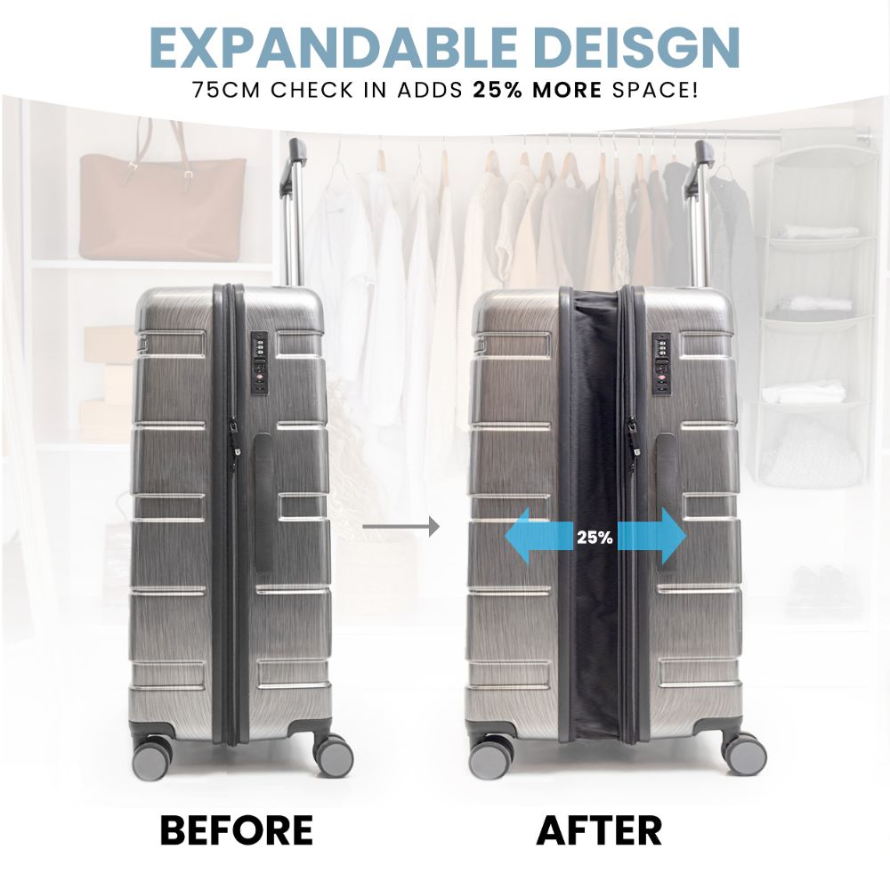 Cyprus Grey Hardshell Luggage Set - Reflective Metallic Design  - 2 Pieces