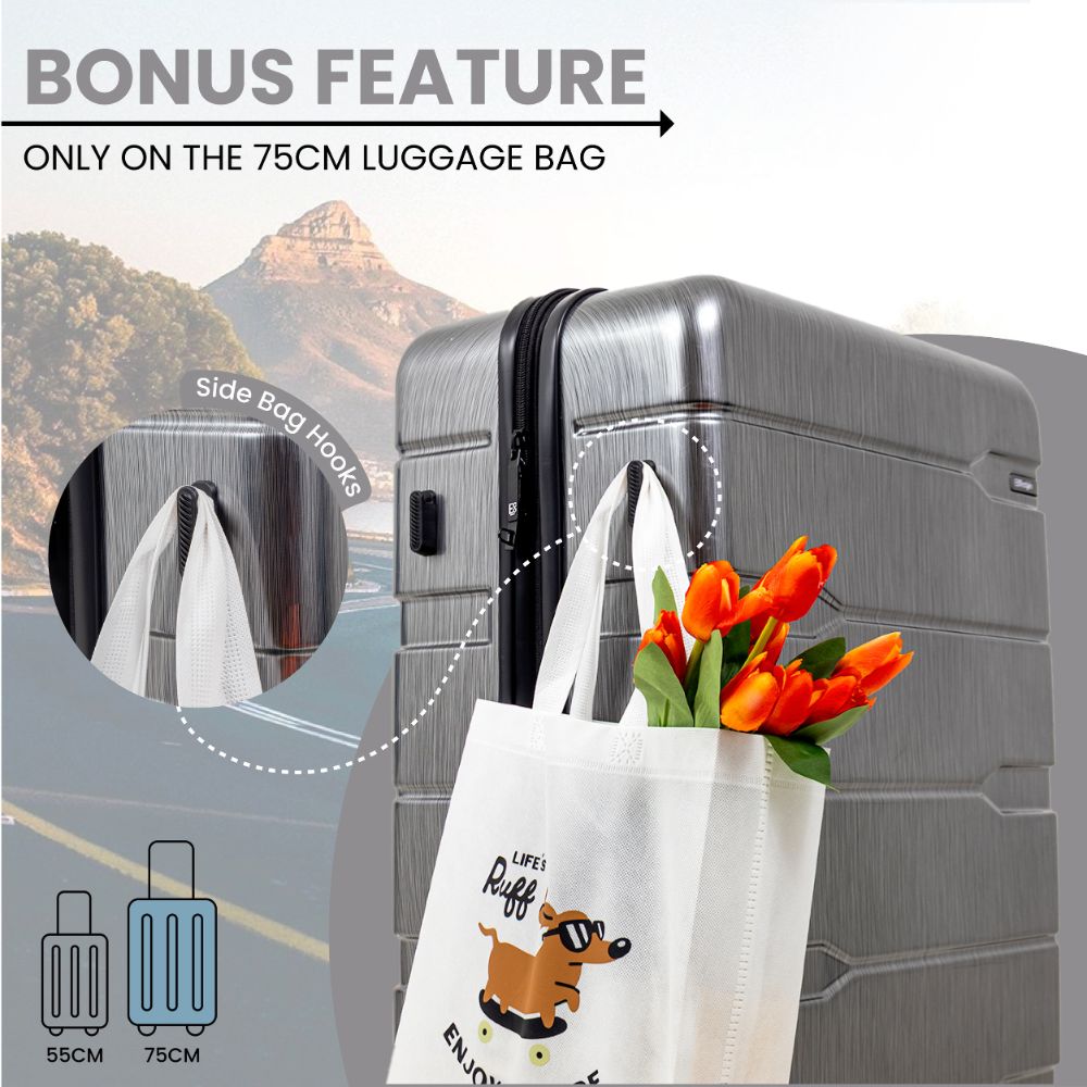 Cyprus Grey Hardshell Luggage Set - Reflective Metallic Design  - 2 Pieces