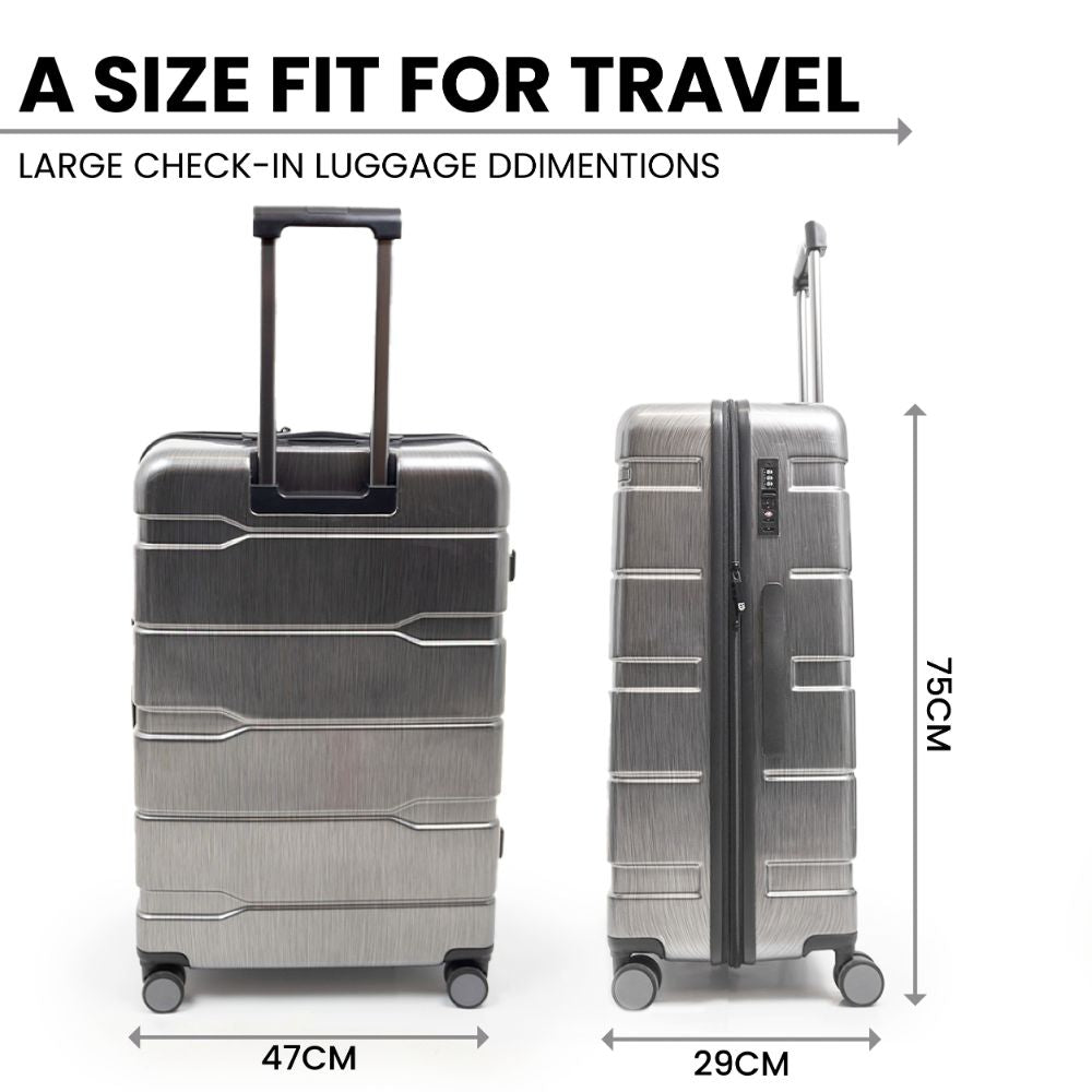 Cyprus Grey Hardshell Luggage Set - Reflective Metallic Design  - 2 Pieces