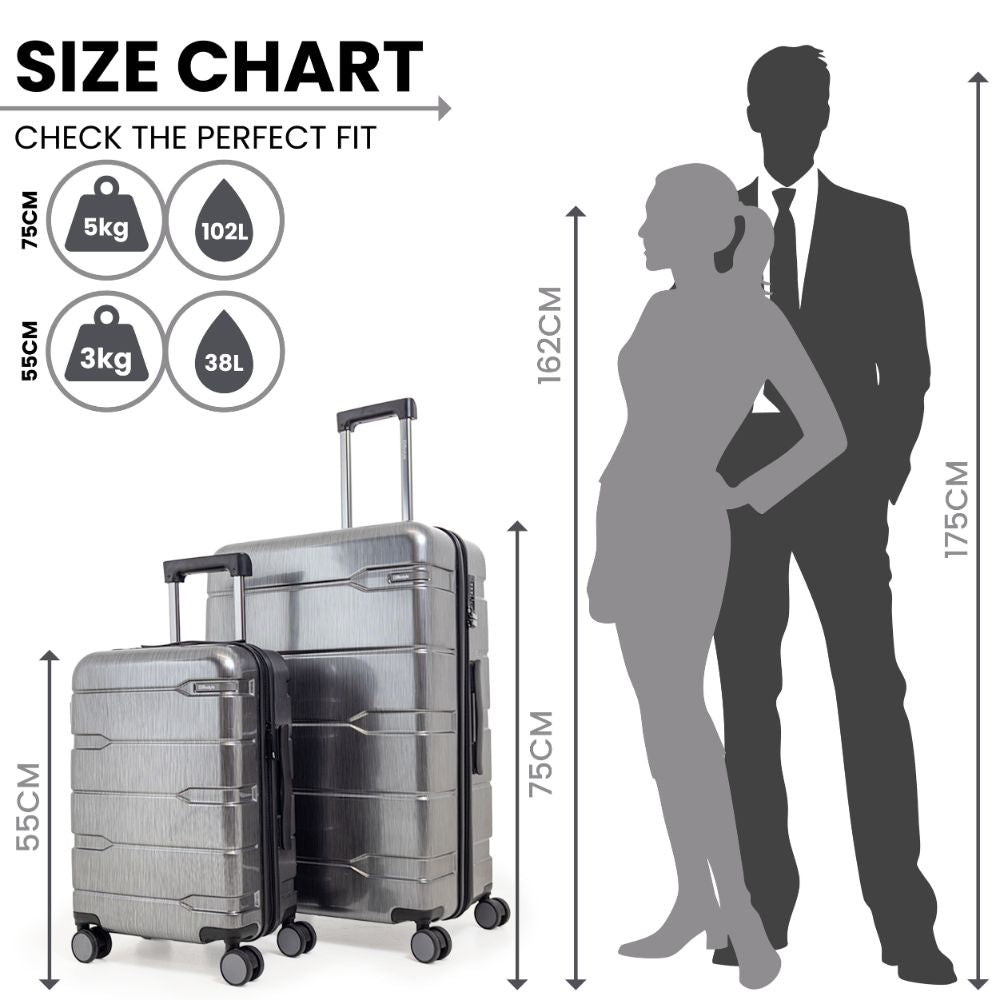 Cyprus Grey Hardshell Luggage Set - Reflective Metallic Design  - 2 Pieces