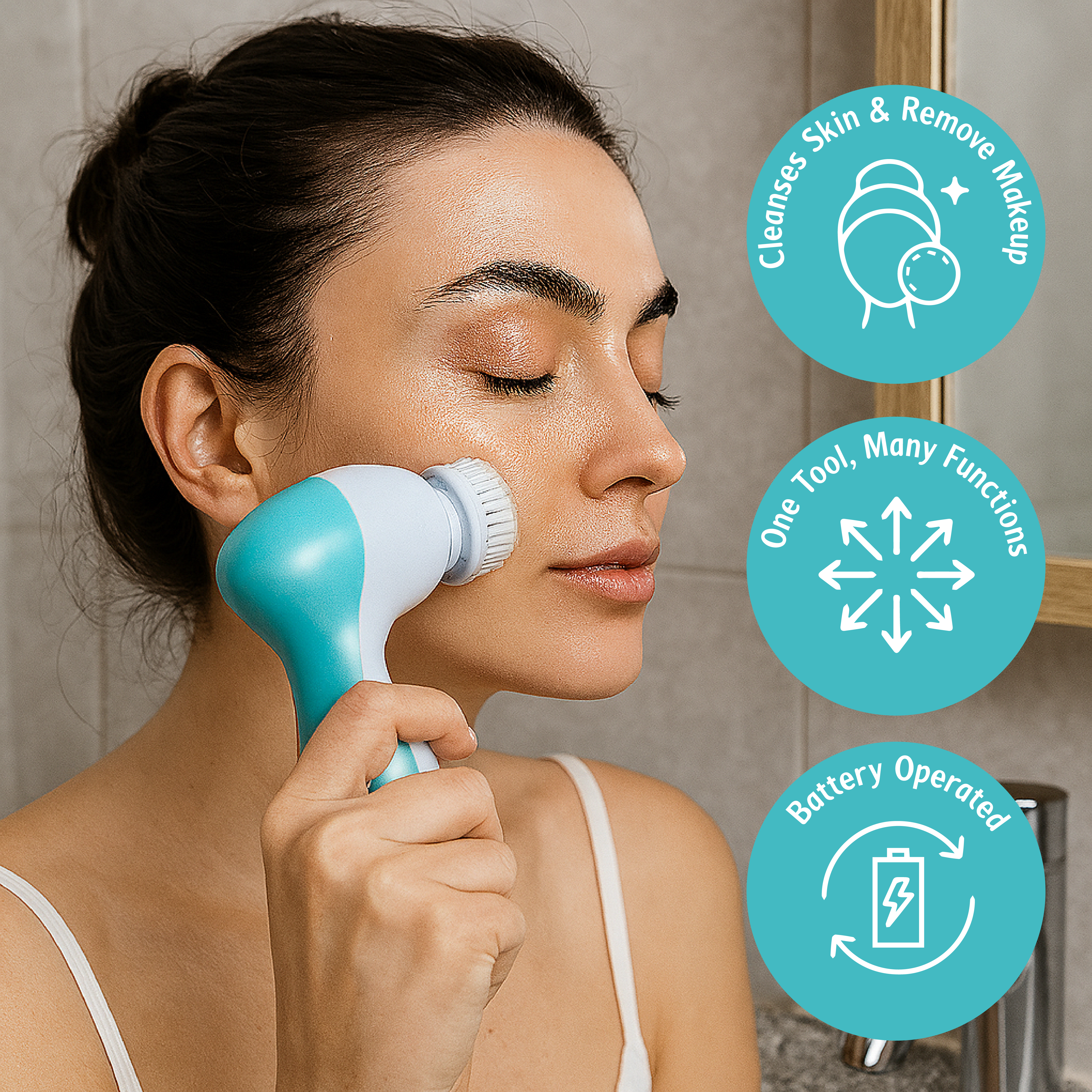 Juego de 5 cepillos de limpieza facial con pilas